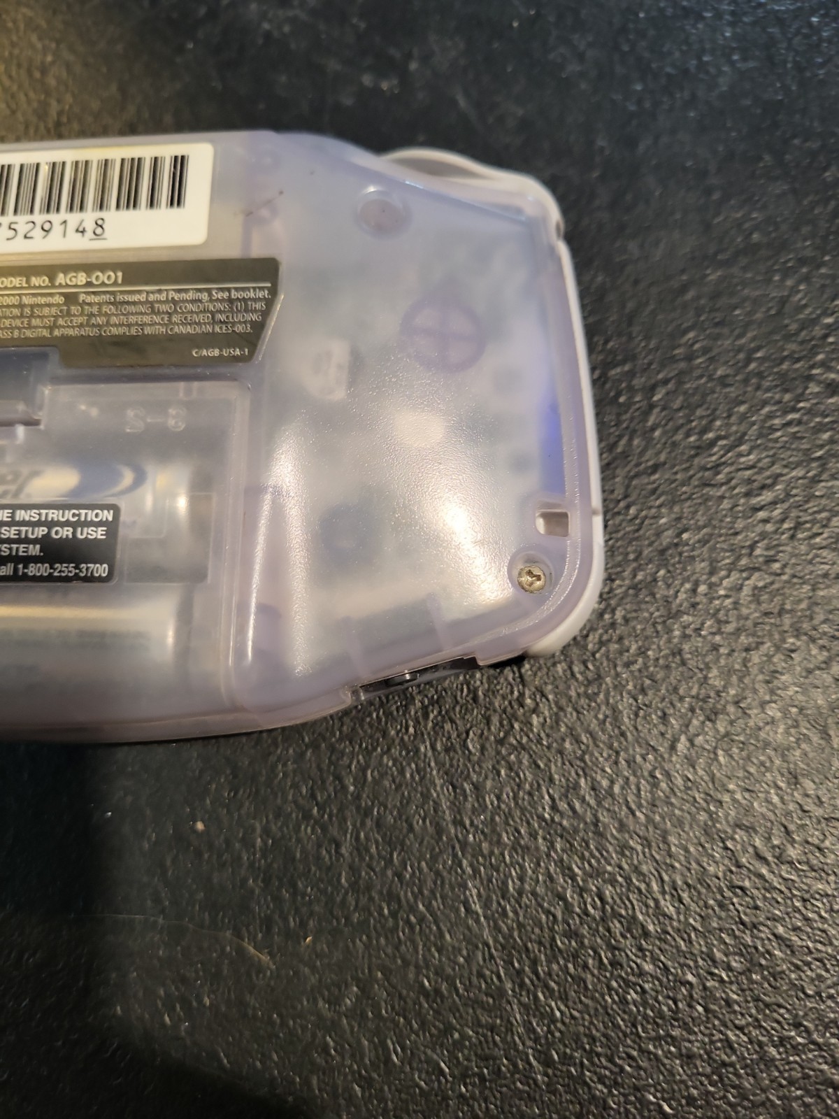 Nintendo Game Boy Advance Handheld Game Console AGB-001 Clear Tested To Power On