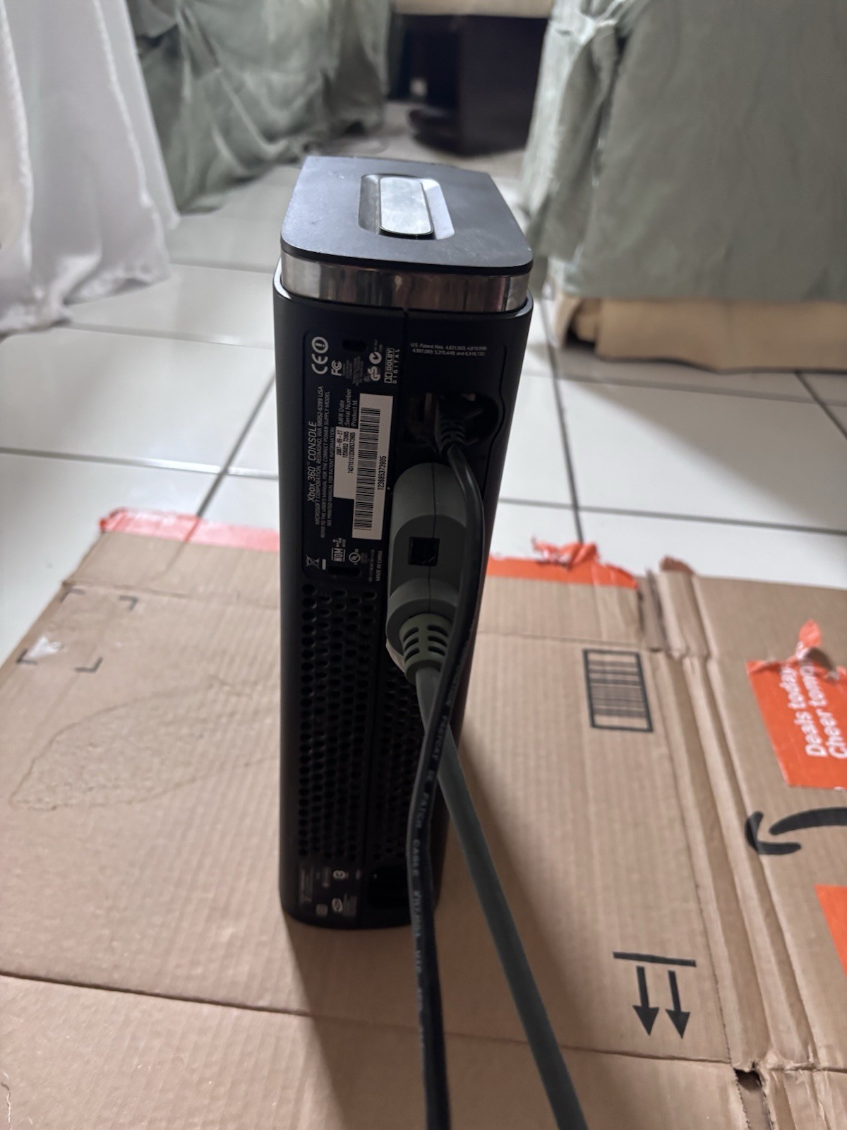 Xbox 360 Console with Belkin R7J604 Ethernet and AV Cables, headset, Intercooler
