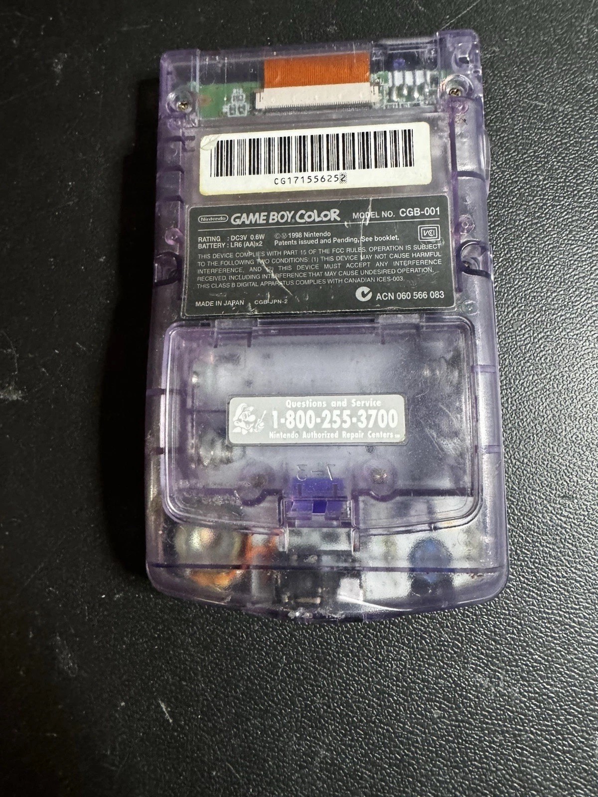 Nintendo Game Boy Color Atomic Purple W/ Game Casper Tested Works Great
