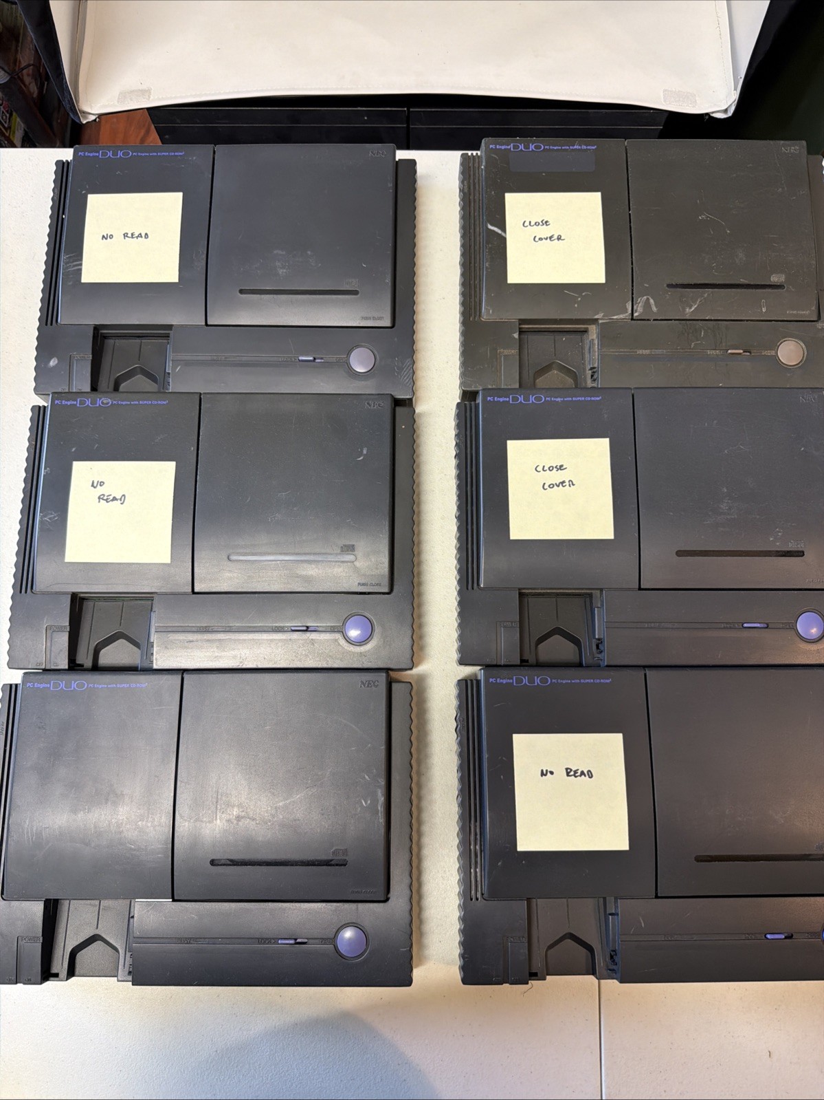 (6) PC-Engine JUNK DUO Console System Lot «Not Working», HuCard works, no cd