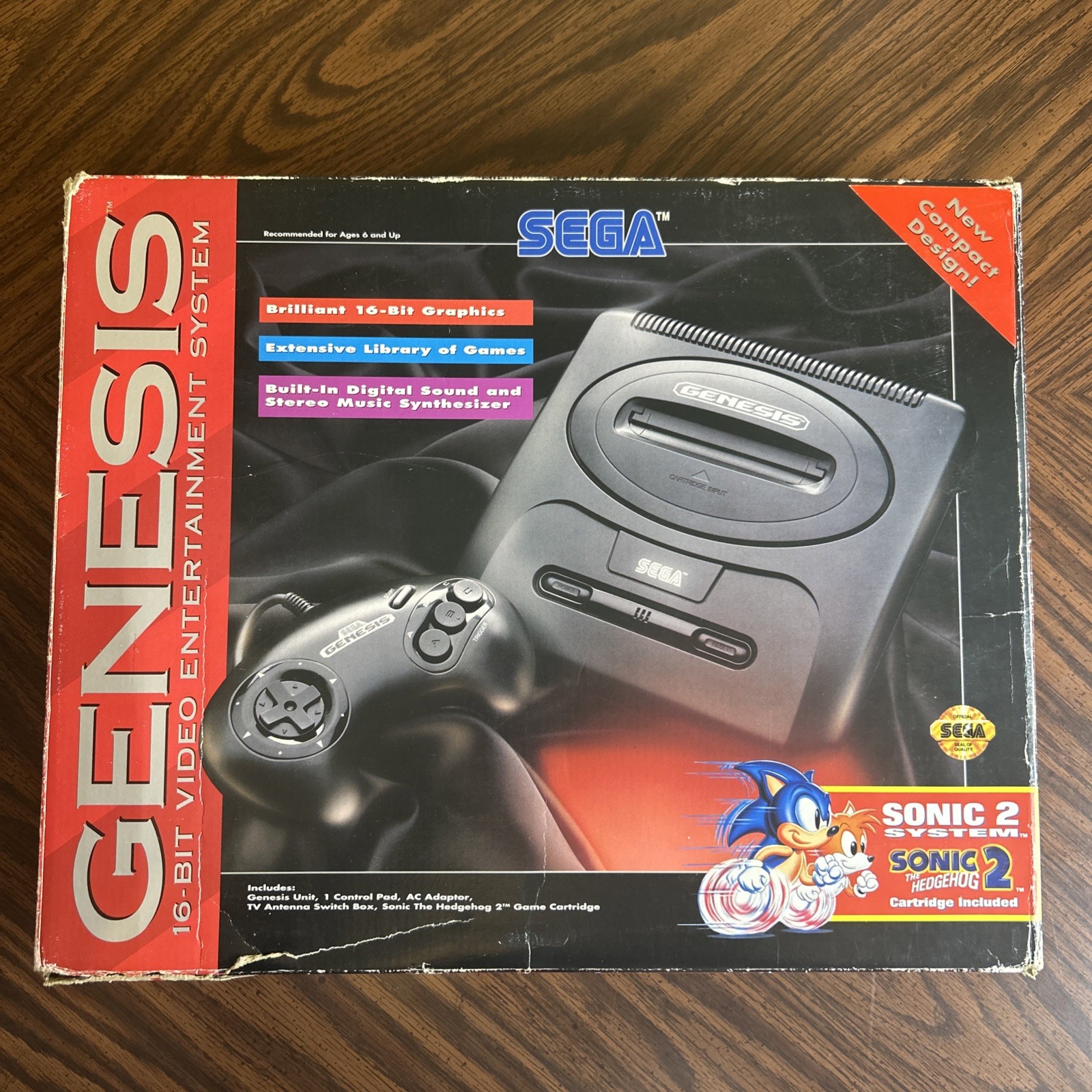 Sega Genesis Model 2 Console Complete in Box Sonic 2 Bundle Manual Reg Card Post