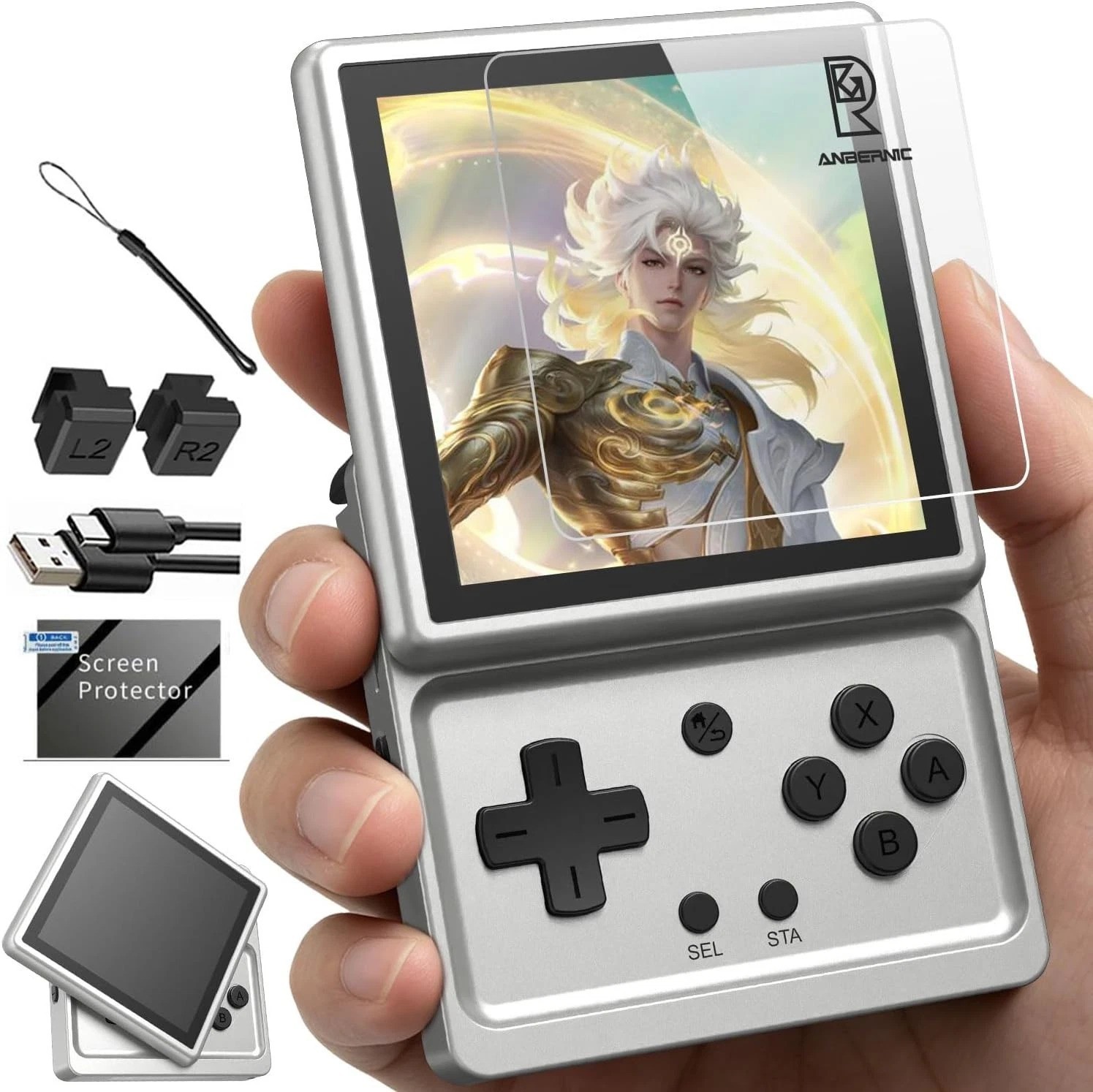 RG Rotate Retro Handheld Game Console, 3.5″ Swivel Screen Android Portable Pl…