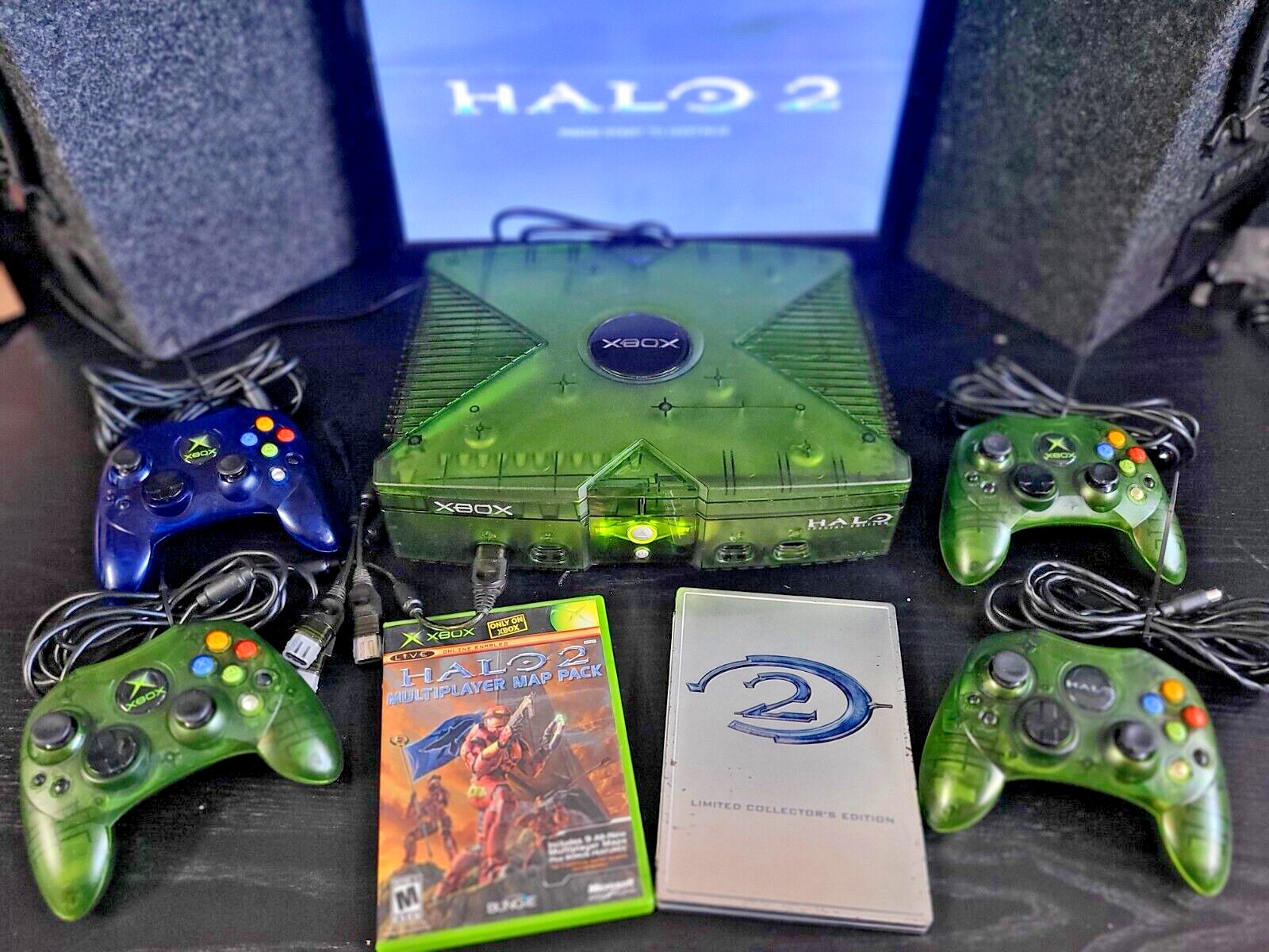 Original Xbox Halo Edition – 4x Controllers – Halo 2 Limited – Tested Perfect