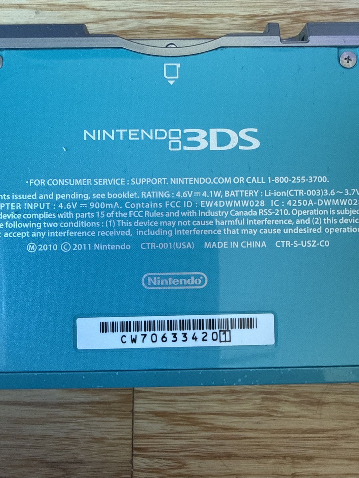 Nintendo 3DS Handheld System – Aqua Blue. Turquoise. Tested. No Stylus