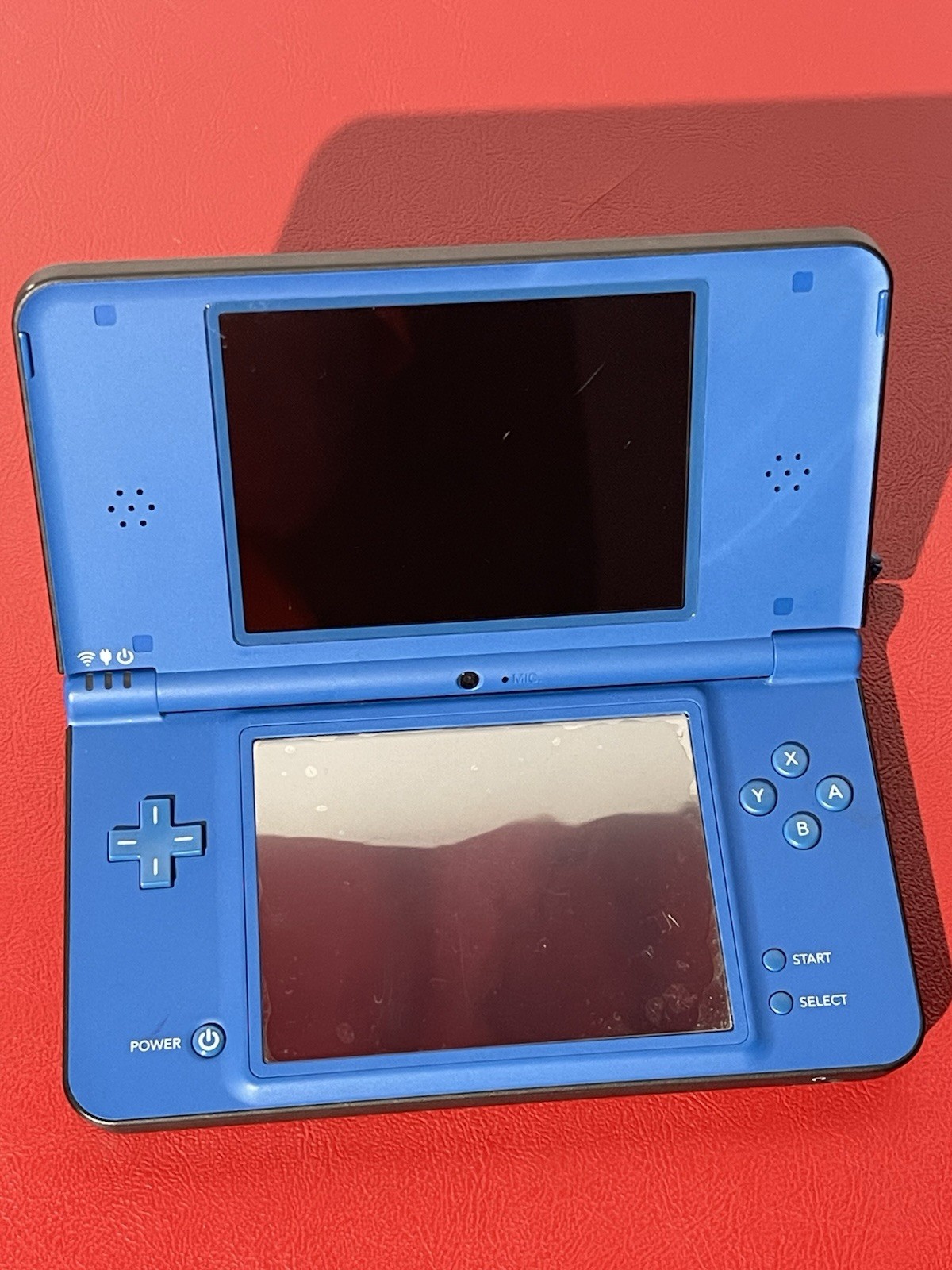NINTENDO DSI XL BLUE FOR PARTS OR REPAIR NOT WORKING CRACKED SCREEN