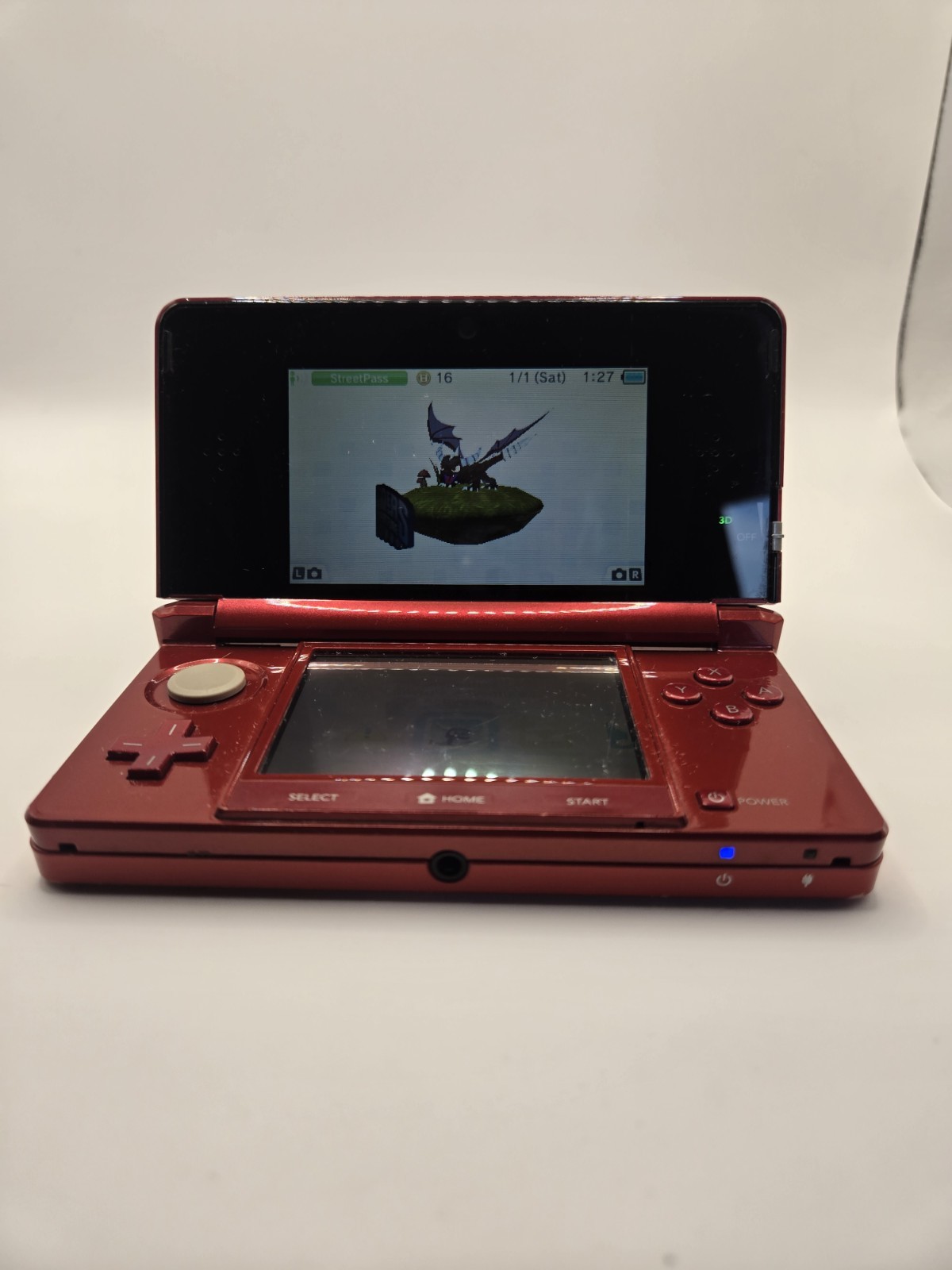 Nintendo 3DS Metallic Red Console System with 7 GamesNo Charger No Stylus
