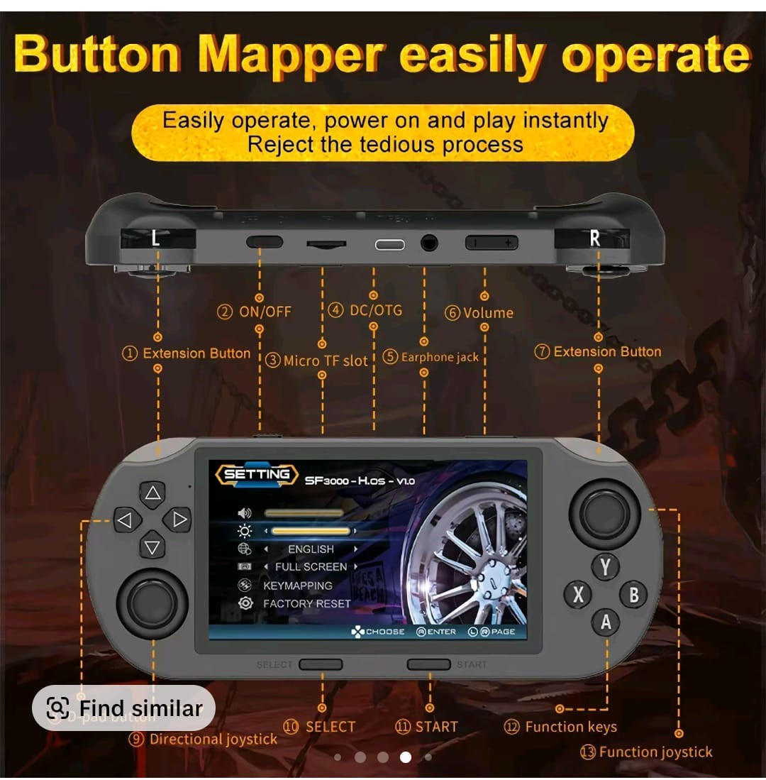 SF 3000 Retro Handheld Games Console With 4.5 Inch I P S Screen 3000mAh 16GB