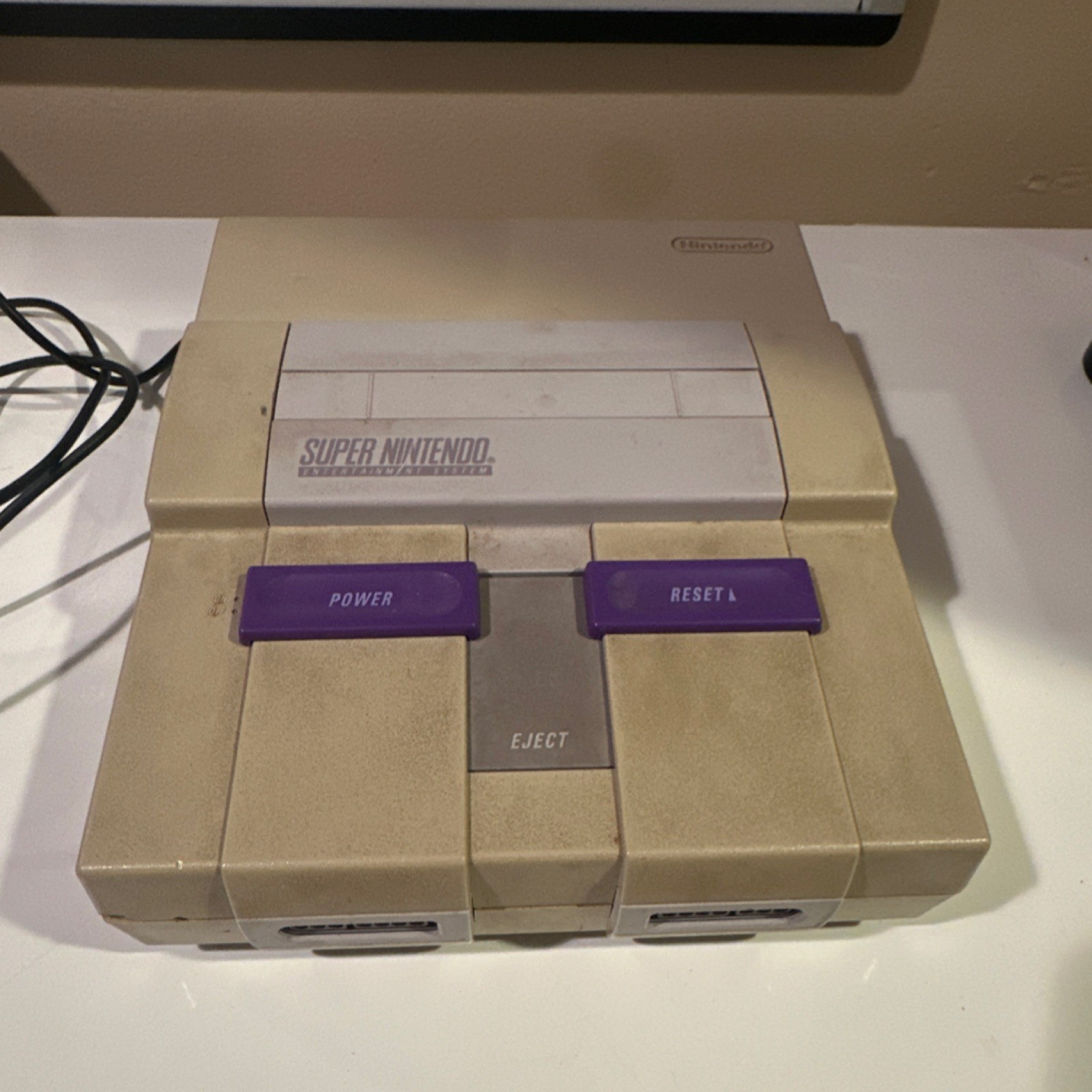 Nintendo SNES SNS-001 Console Gray Purple RF AV Eject Power Reset Buttons