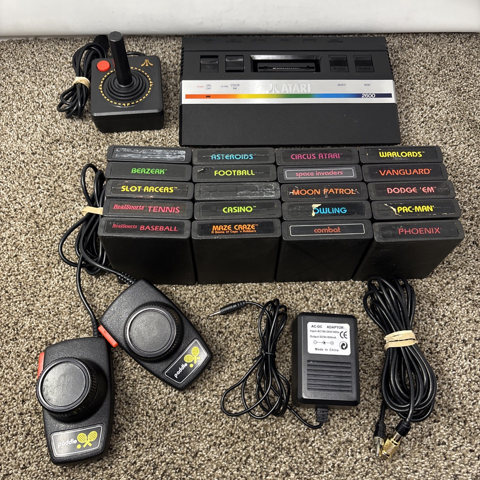 Atari 2600 Junior Jr Console System Bundle 20 Games Joystick Paddles Tested