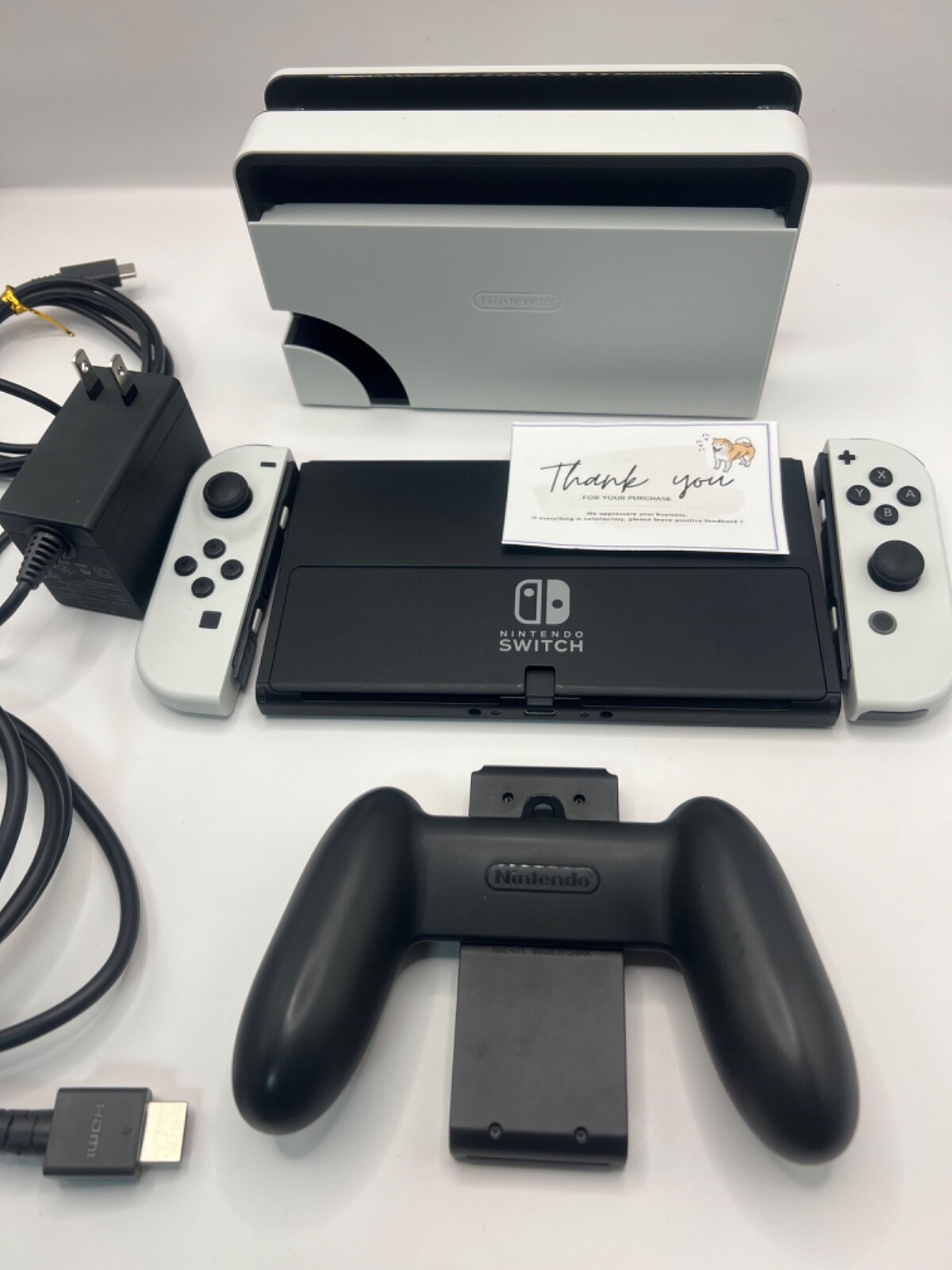 Nintendo Switch Console Tablet OLED HEG-001 w/Joy Con + Dock + Charger +HDMI BOX