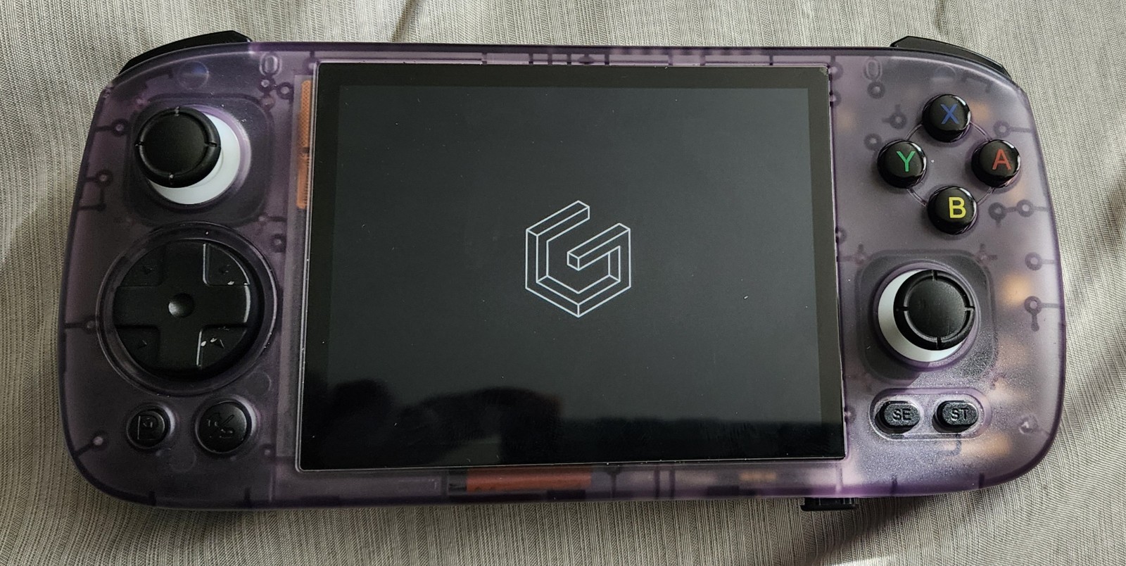 Anbernic RG406H Handheld Clear Purple w/ Face Cover And 512 GB microSD