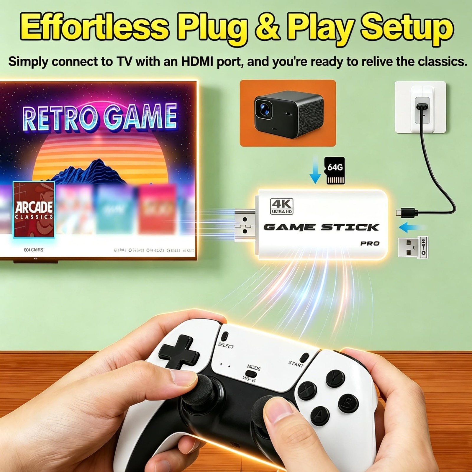 Retro Gaming Console – 20000 Classic Games, 23 Emulators, 4K HDMI, Wireless Cont