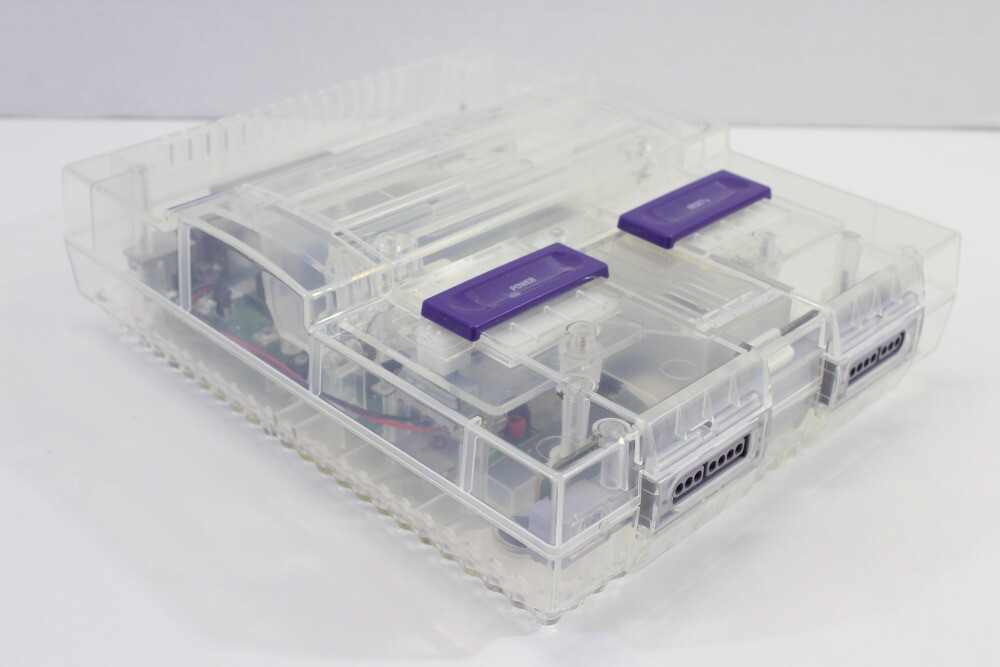 Super Nintendo Transparent Crystal Clear Console SNES SFC Converted AC AV TESTED