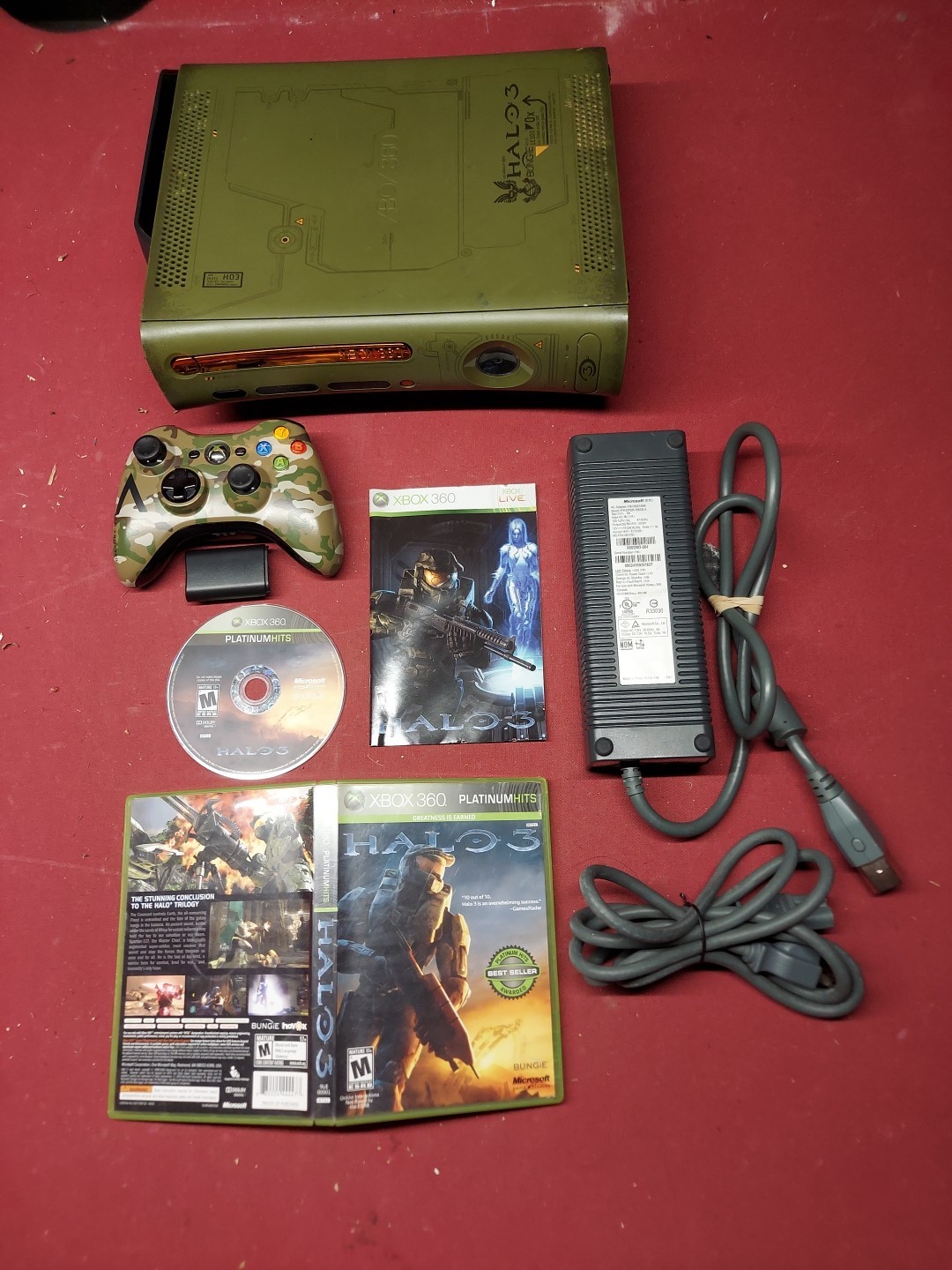 Xbox 360 Halo 3 Console & Game Camouflage Controller Zephyr 16.5 Tested Working