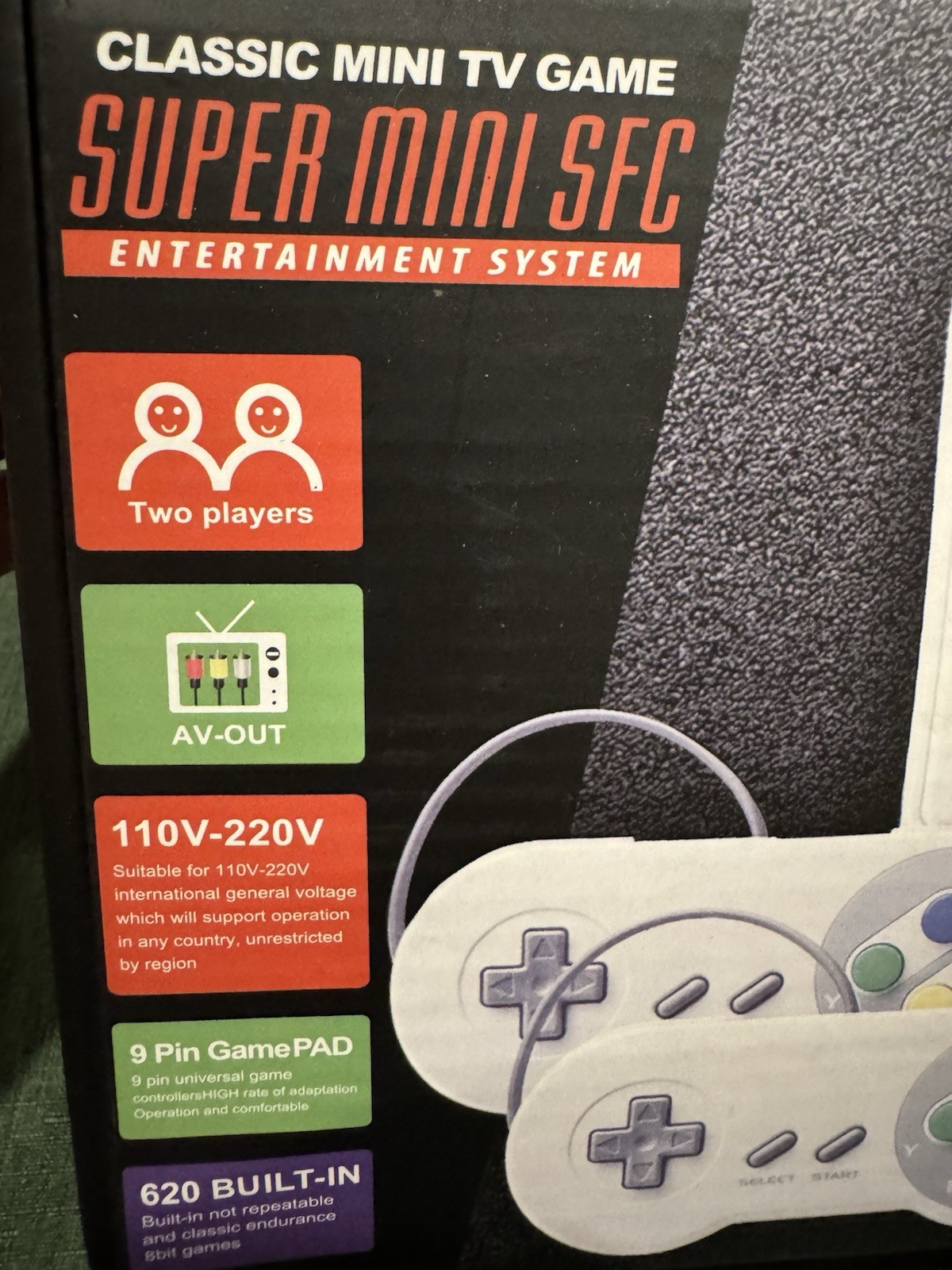 Super Mini SFC Nintendo SNES Console 620 Built-In Games AV-Out 2 Controllers