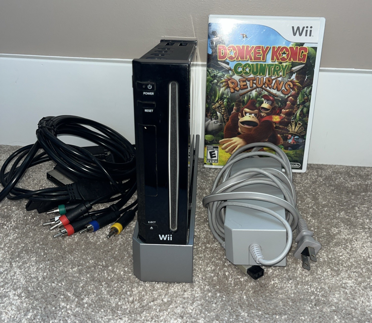 Black Nintendo Wii Console Gamecube Compatible RVL-001 Tested Include Game READ.