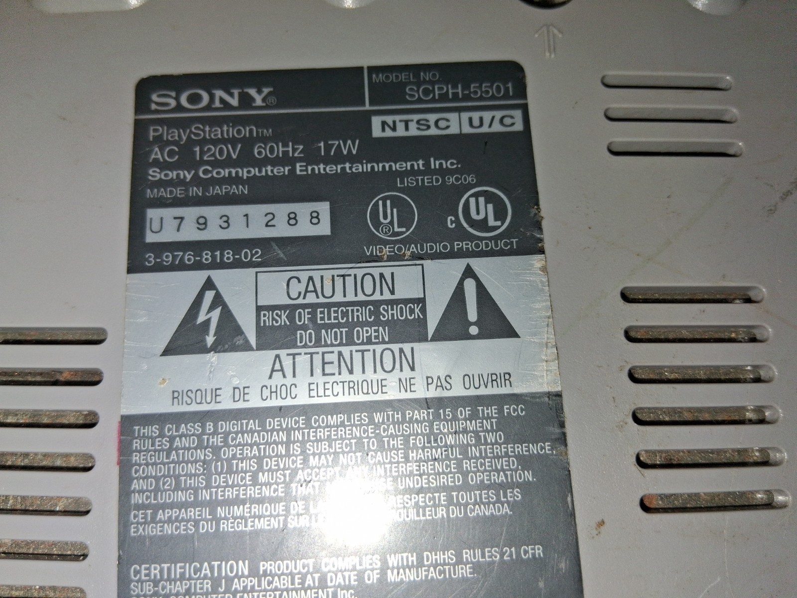 SONY PS1 PLAYSTATION ORIGINAL TESTED WORKING