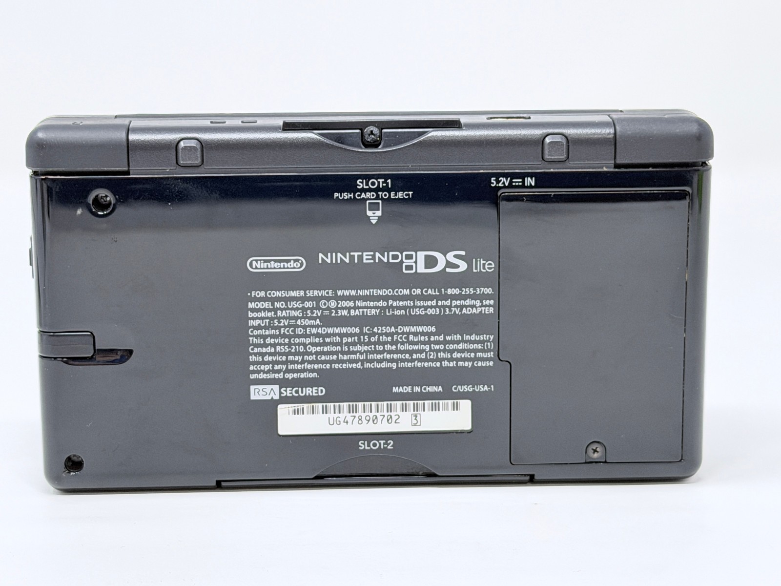 Nintendo DS Lite Handheld System- Onyx Black Gloss in Box USG-001 TESTED & WORKS