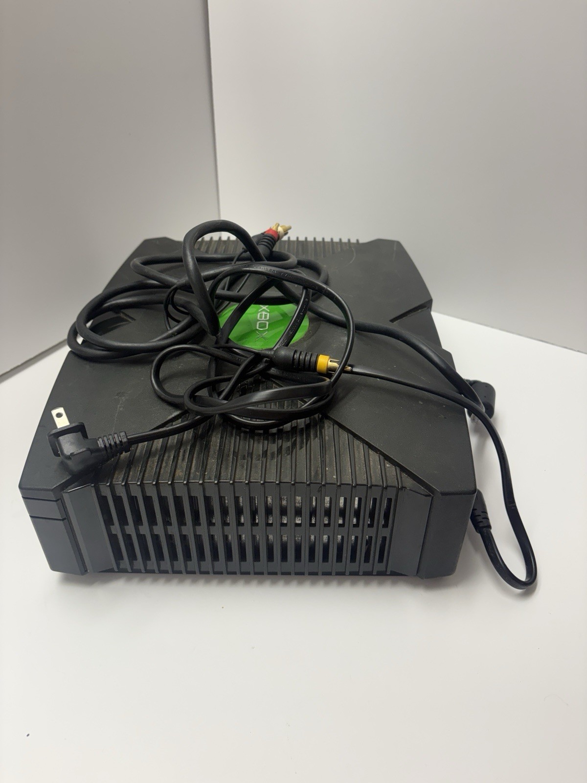 Microsoft Xbox Black Console 480p Composite RCA Memory Slot w AV Cable FOR PARTS