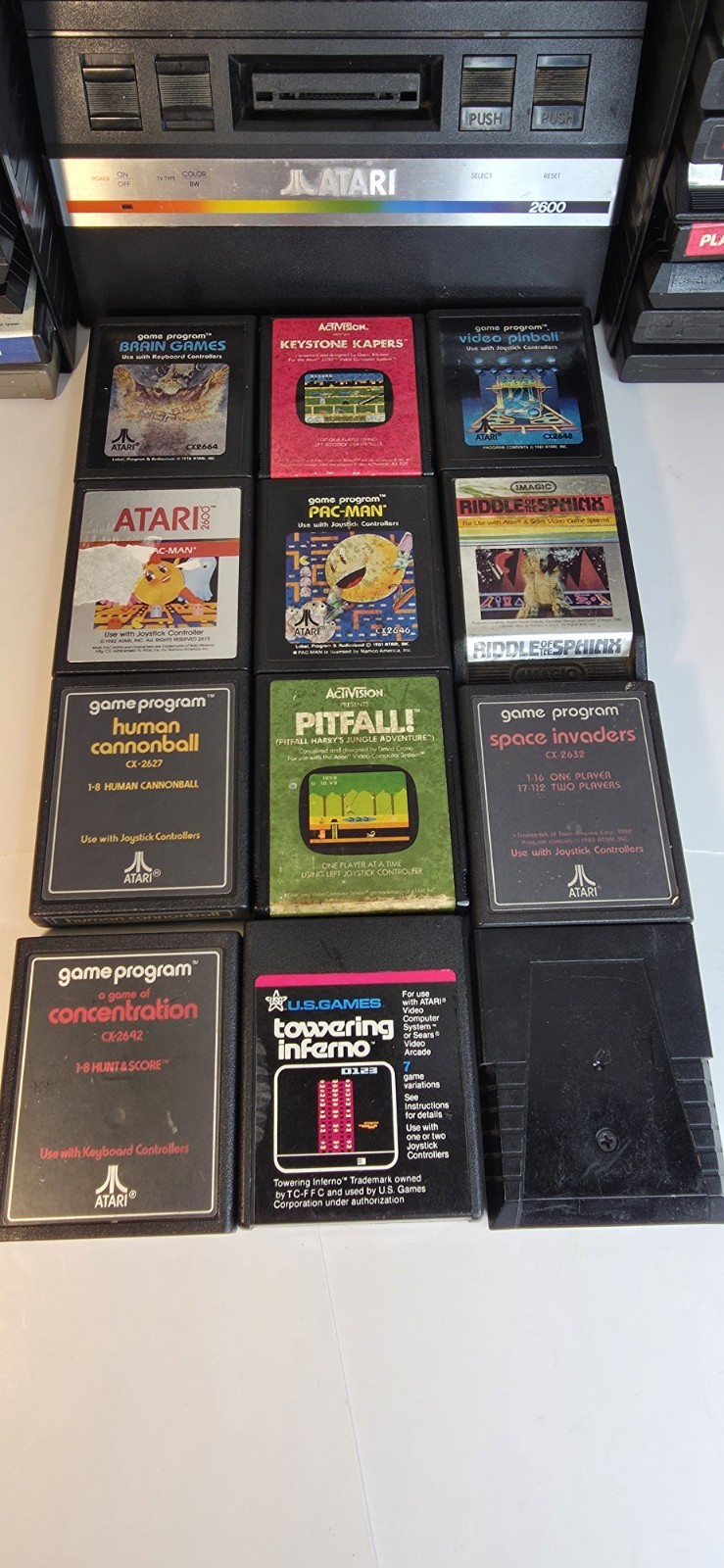 Atari 2600 Jr. Console Bundle w/ 36 Games & Joysticks TESTED Donkey Kong/Pitfall