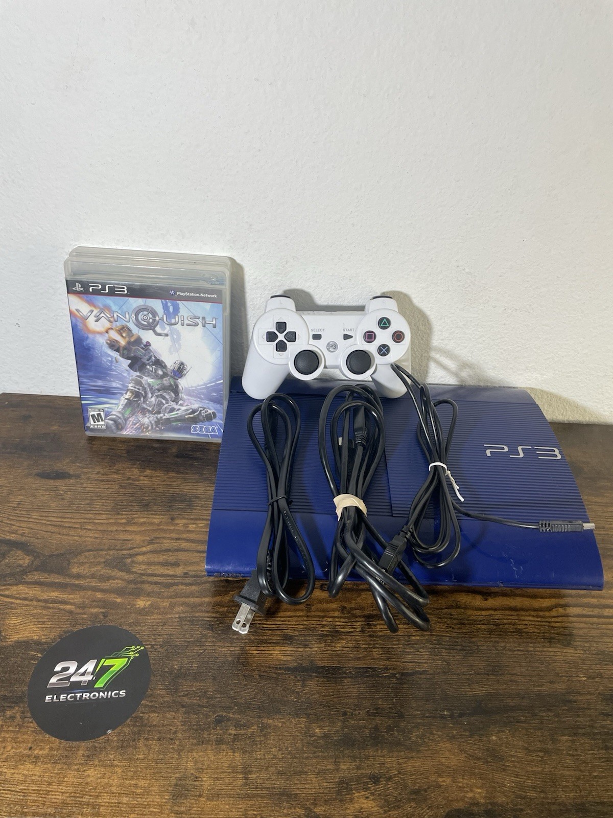 Sony PlayStation 3 PS3 Super Slim 250GB Blue CECH-4201B Bundle Controller TESTED