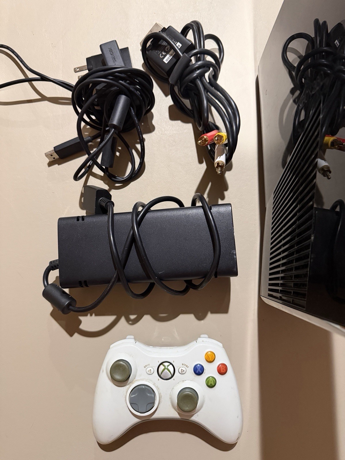 Microsoft Xbox 360 Slim 250GB Black Console, White Controller And Cords(NTSC)