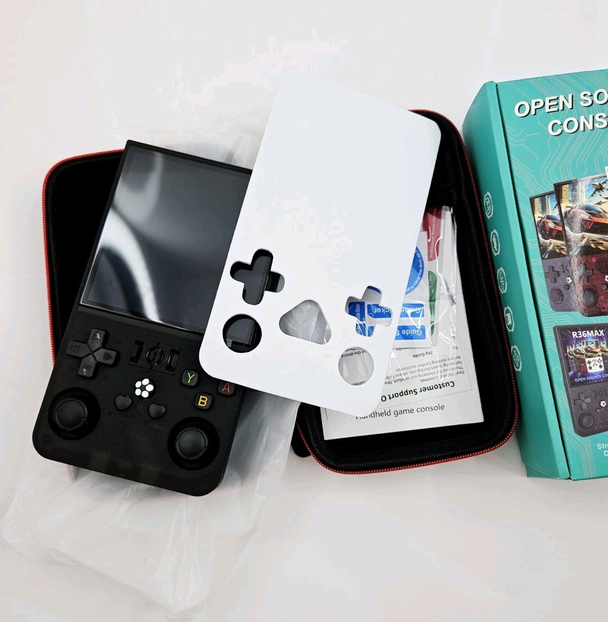 R36MAX Retro Handheld Game Console Open Source Linux 4” IPS Screen 64GB Black