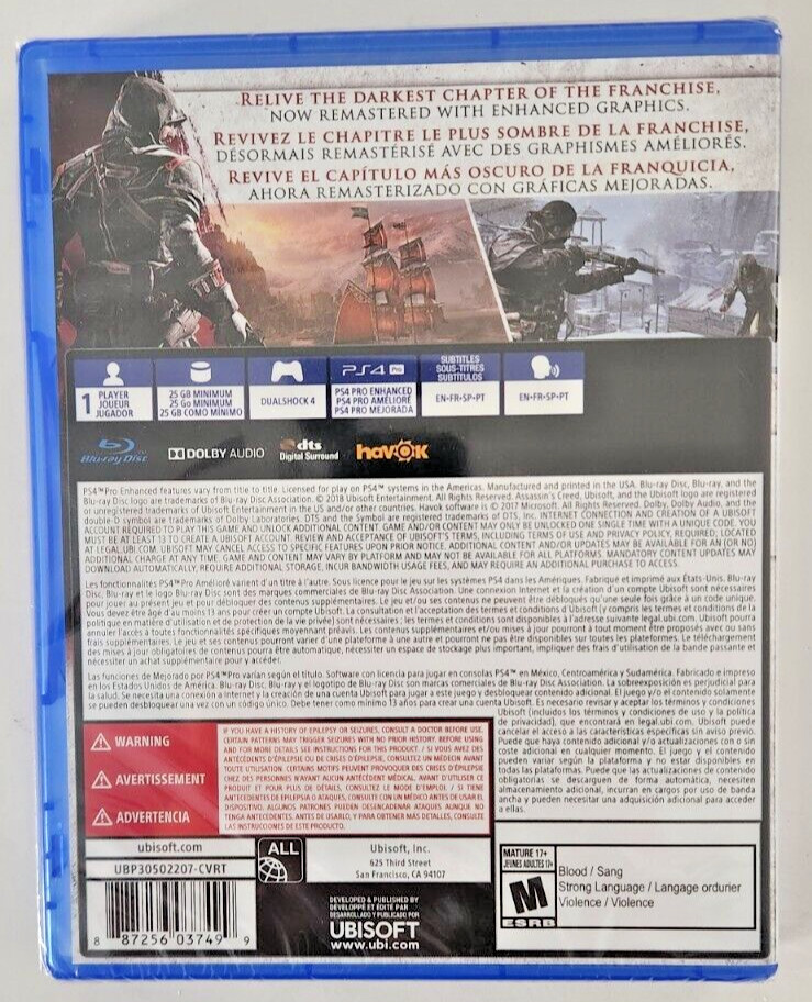 Assassin’s Creed Rogue Remastered PS4 Brand New Game Special (2018 Action)