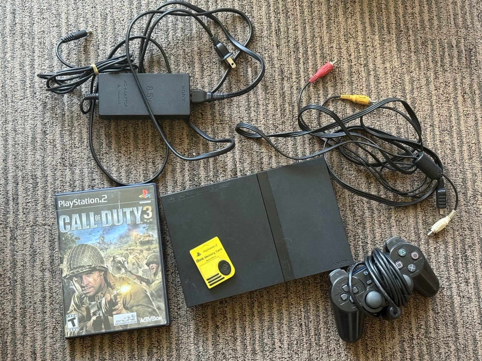 Sony PlayStation 2 Slim Console Complete Bundle with Call of Duty & Memory Card