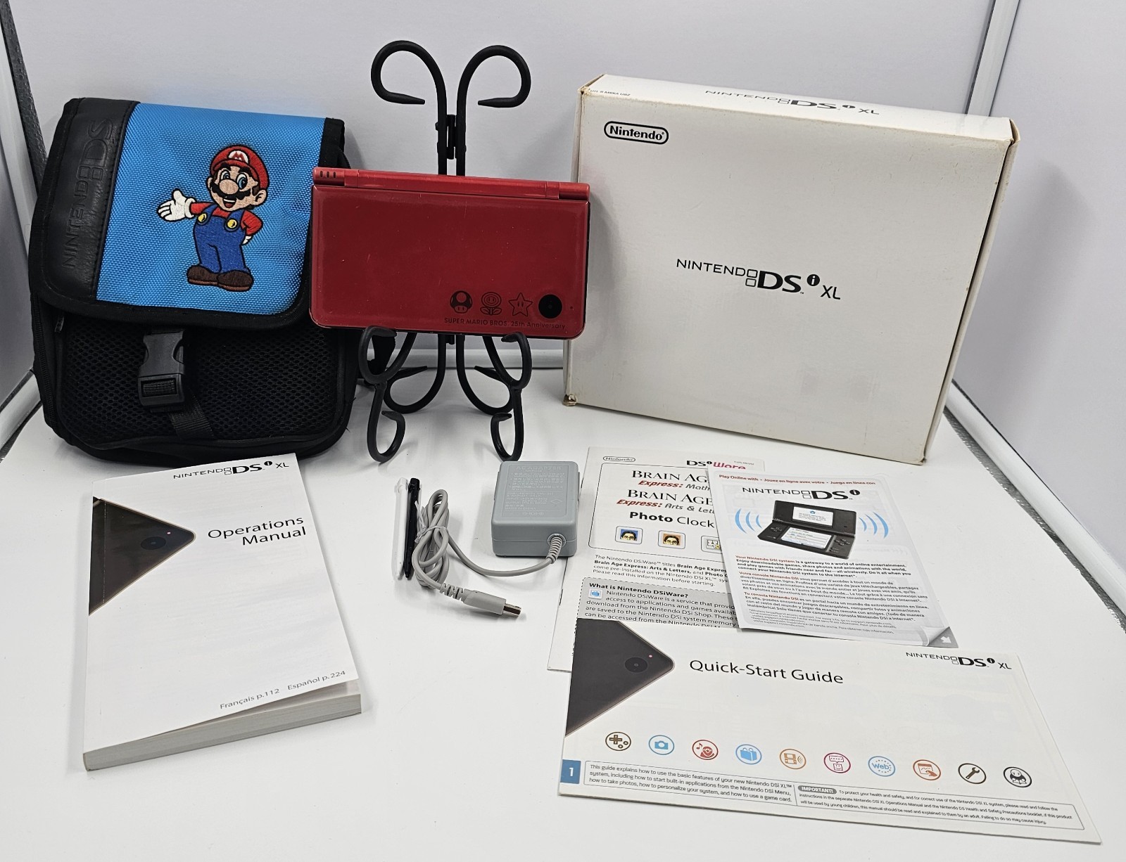Nintendo DSi XL Super Mario Bros 25th Anniversary Red~ Charger, Case Tested
