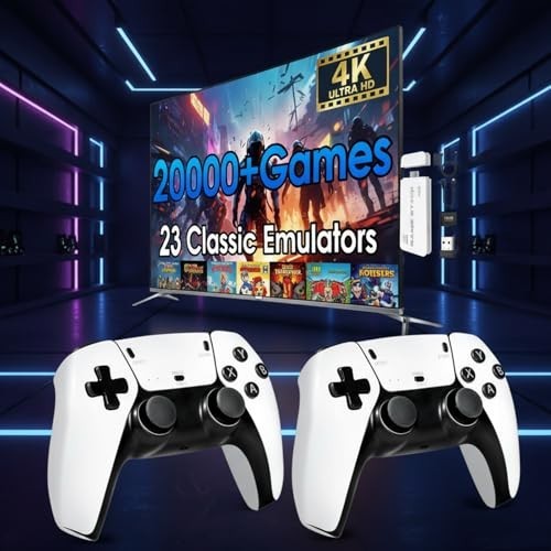 Retro Wireless Gaming Console 2026 – 128GB, 23 Emulators, 20,000+ Games, 4K HDMI