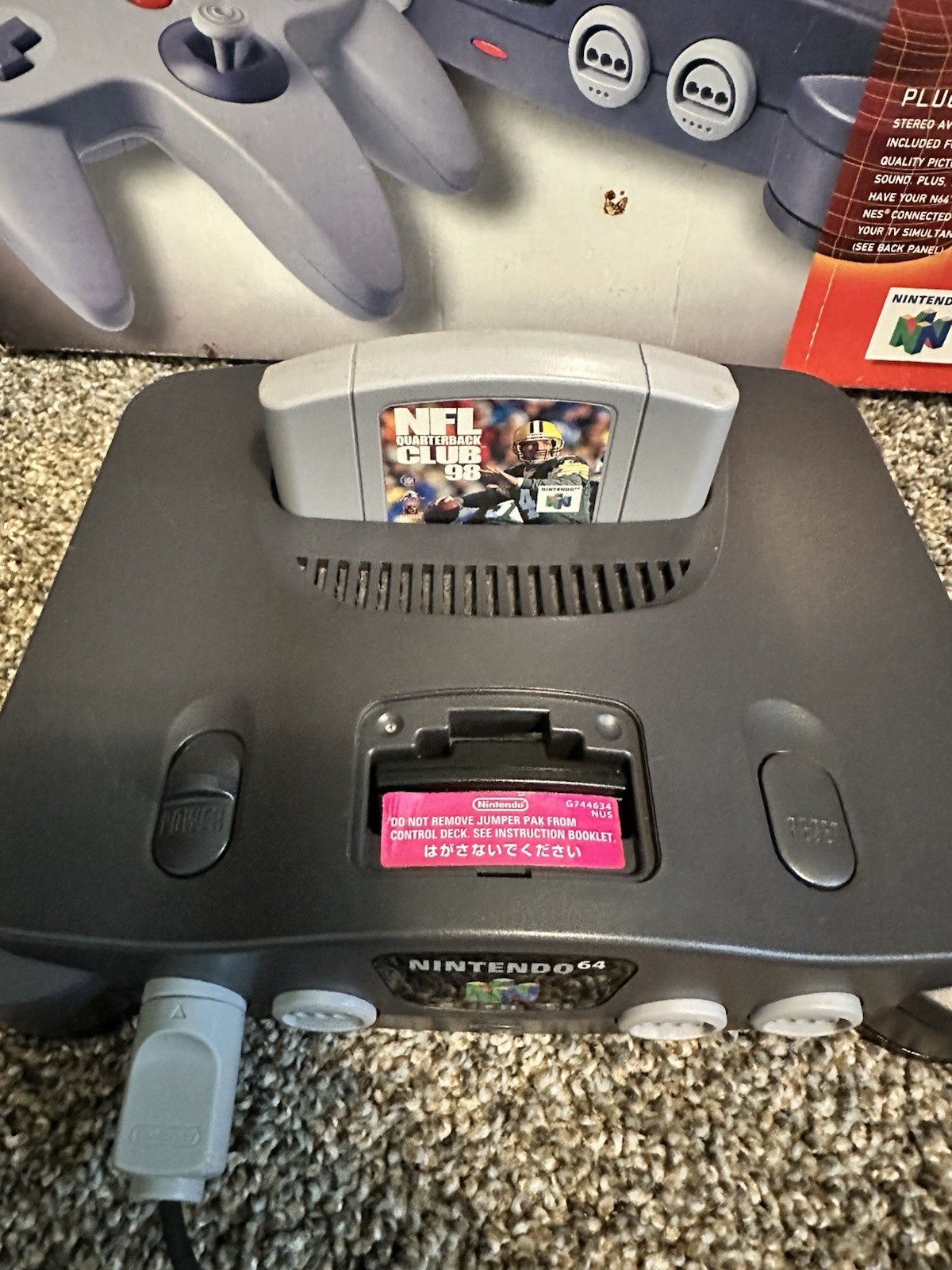 Nintendo 64 N64 Charcoal Gray – In Box, No Manual, All Cords, Controller, System