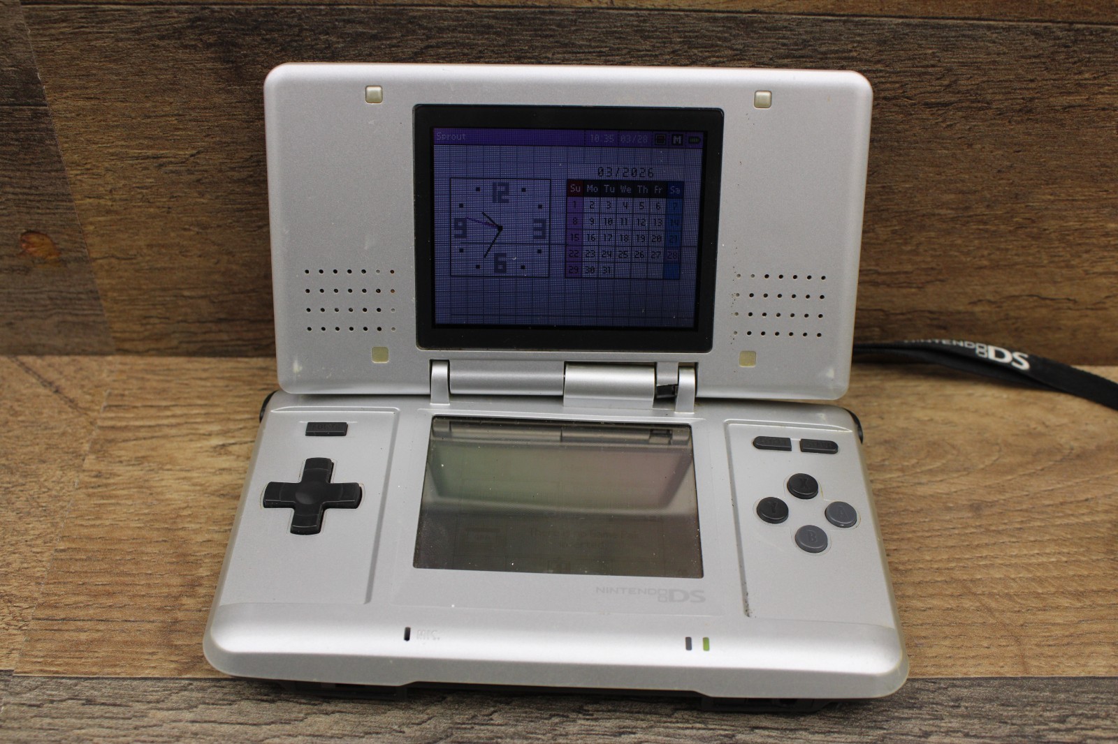 Nintendo DS NTR-001 Console Titanium Silver Tested Works Broken Hinge, Lines