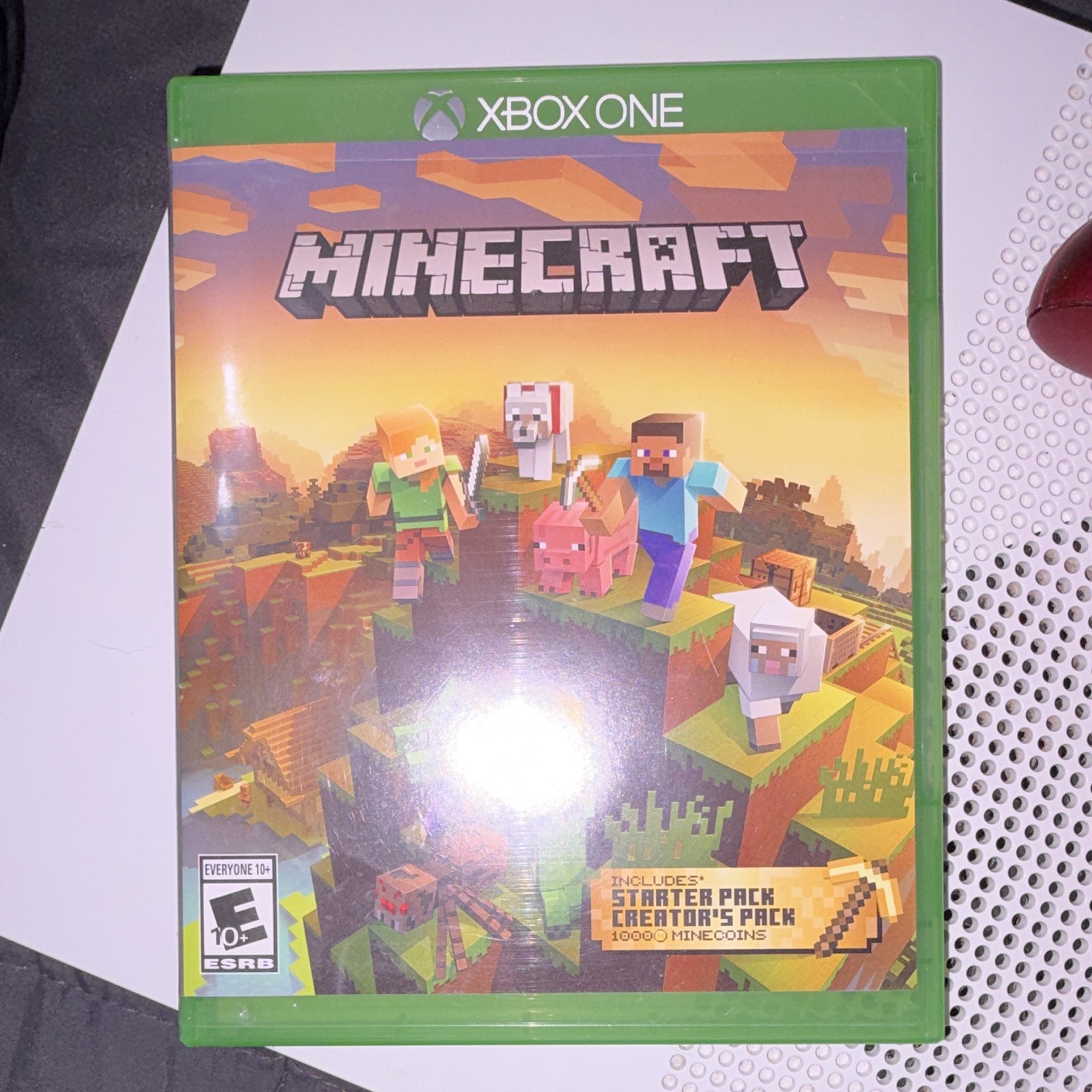 Microsoft Xbox One S 500GB White Console w/ Red Controller, Minecraft, Cables