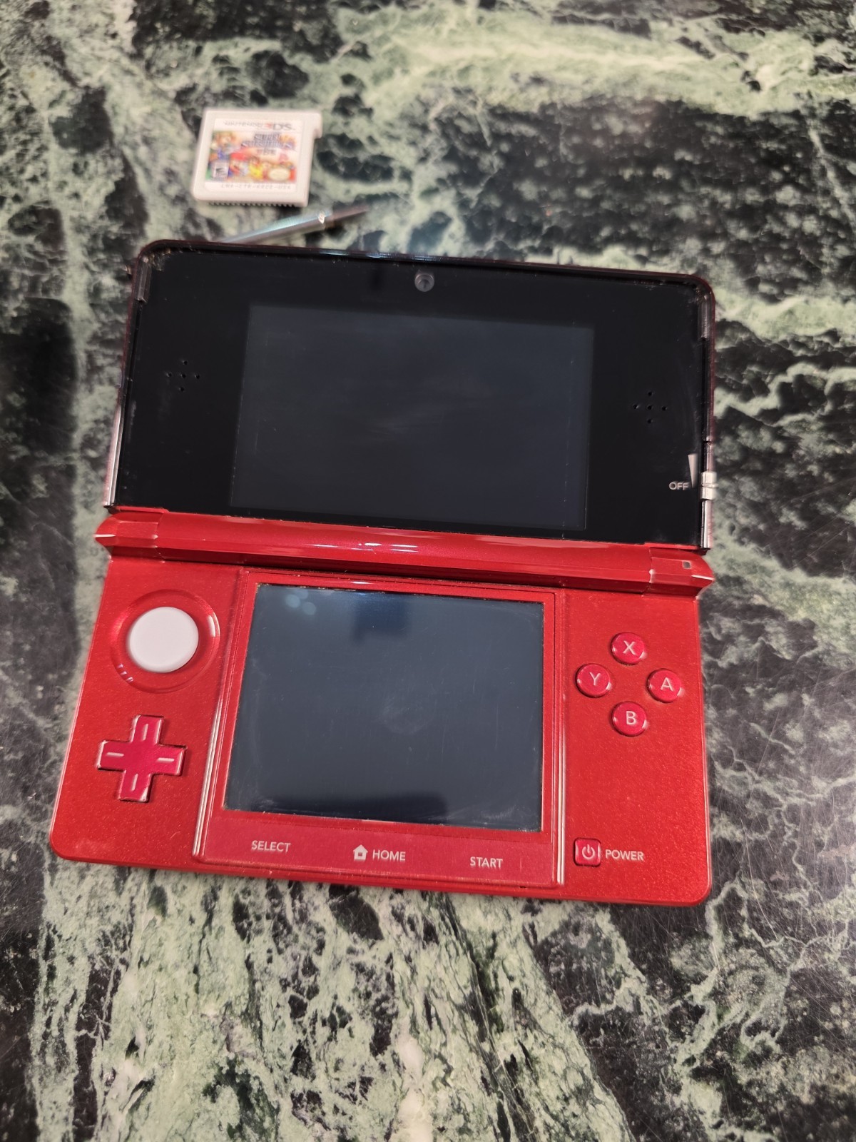 Nintendo 3DS Flame Red Console English US Version TESTED w/Charger + Smash