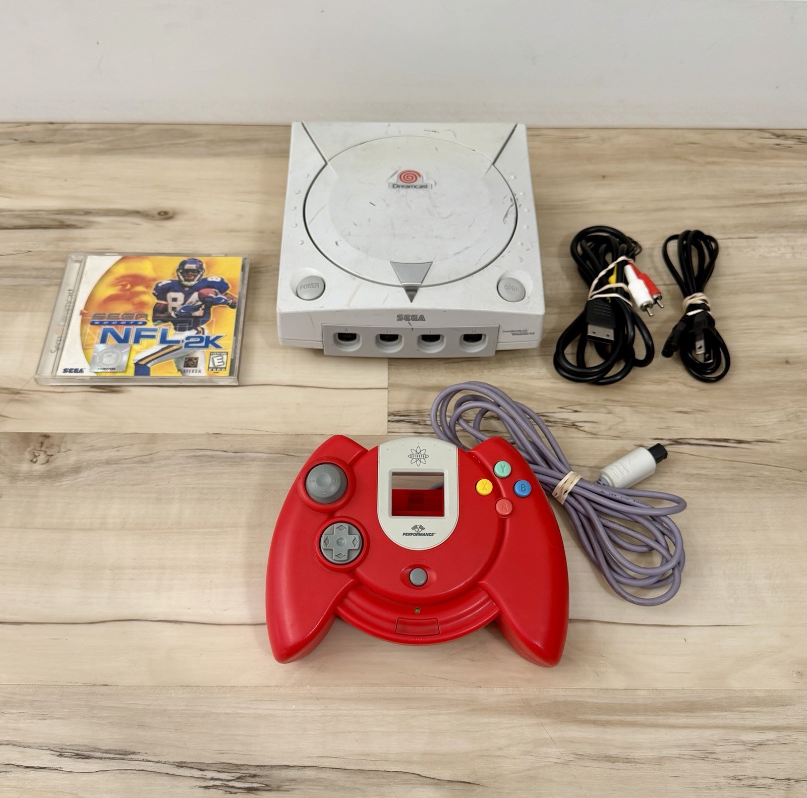 SEGA Dreamcast HKT-3020 Console Bundle Controller + NFL 2K Game – Tested