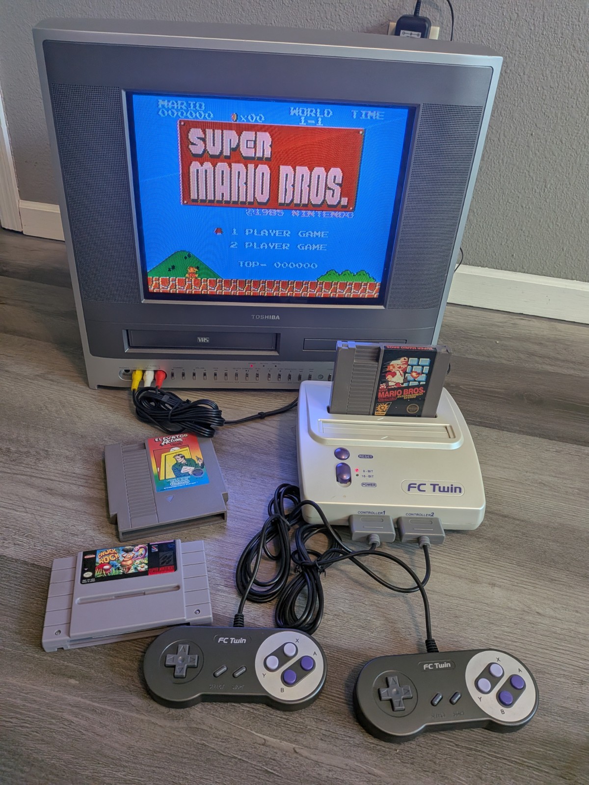 Yobo FC Twin NES SNES Console w/ Mario Tested w/ 3 Games 2 Controllers & Cables
