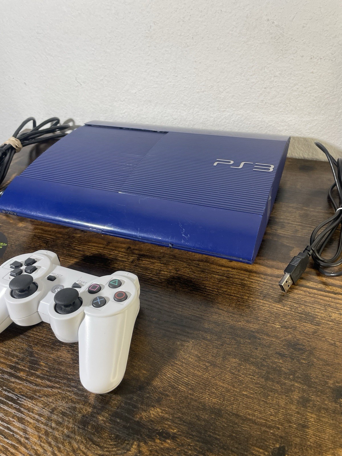 Sony PlayStation 3 PS3 Super Slim 250GB Blue CECH-4201B Bundle Controller TESTED