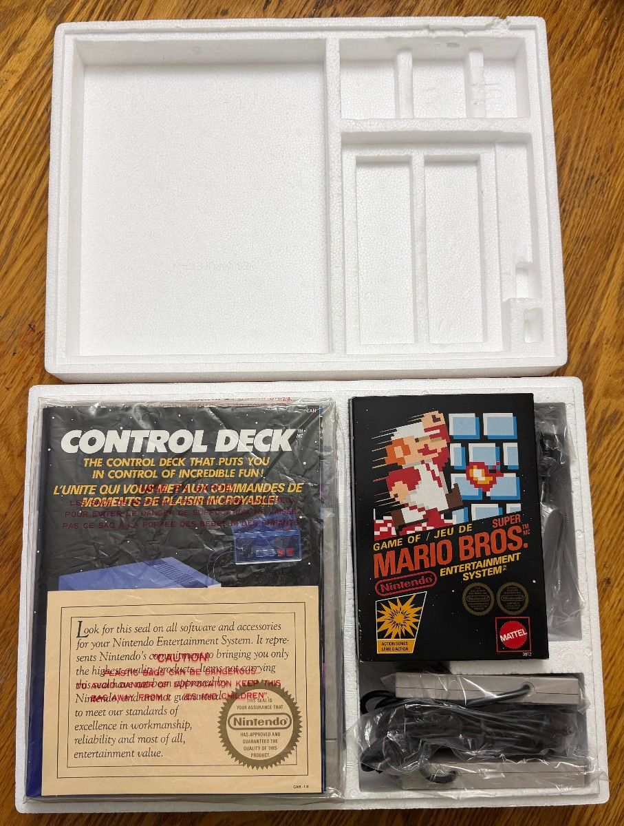 1986 MATTEL Super Mario Bros Control Deck complete in box nintendo nes RARE MINT