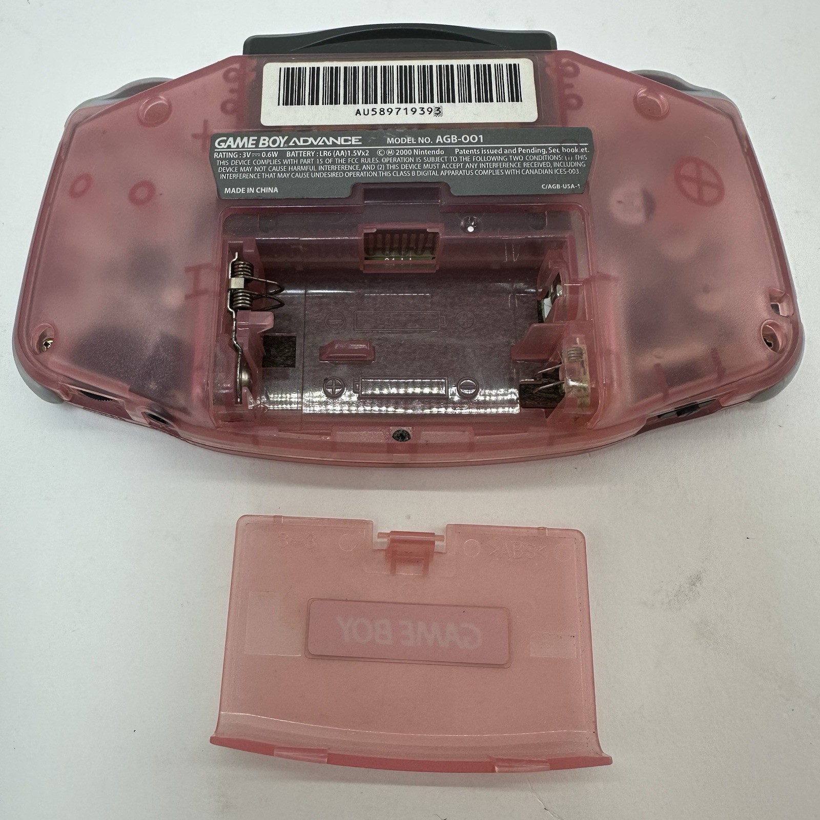 Nintendo Game Boy Advance AGB-001 Transparent Pink Console Bundle Tested Works