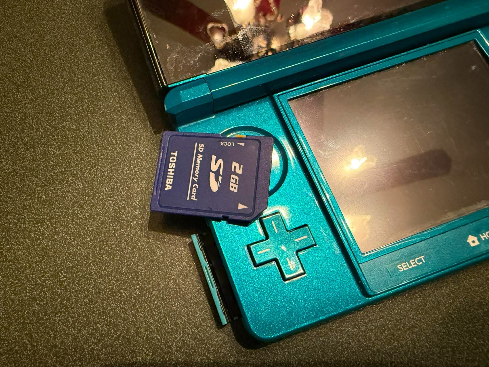 Nintendo 3DS Green Teal Handheld Console w/ Stylus Super Smash Bros 2GB SD