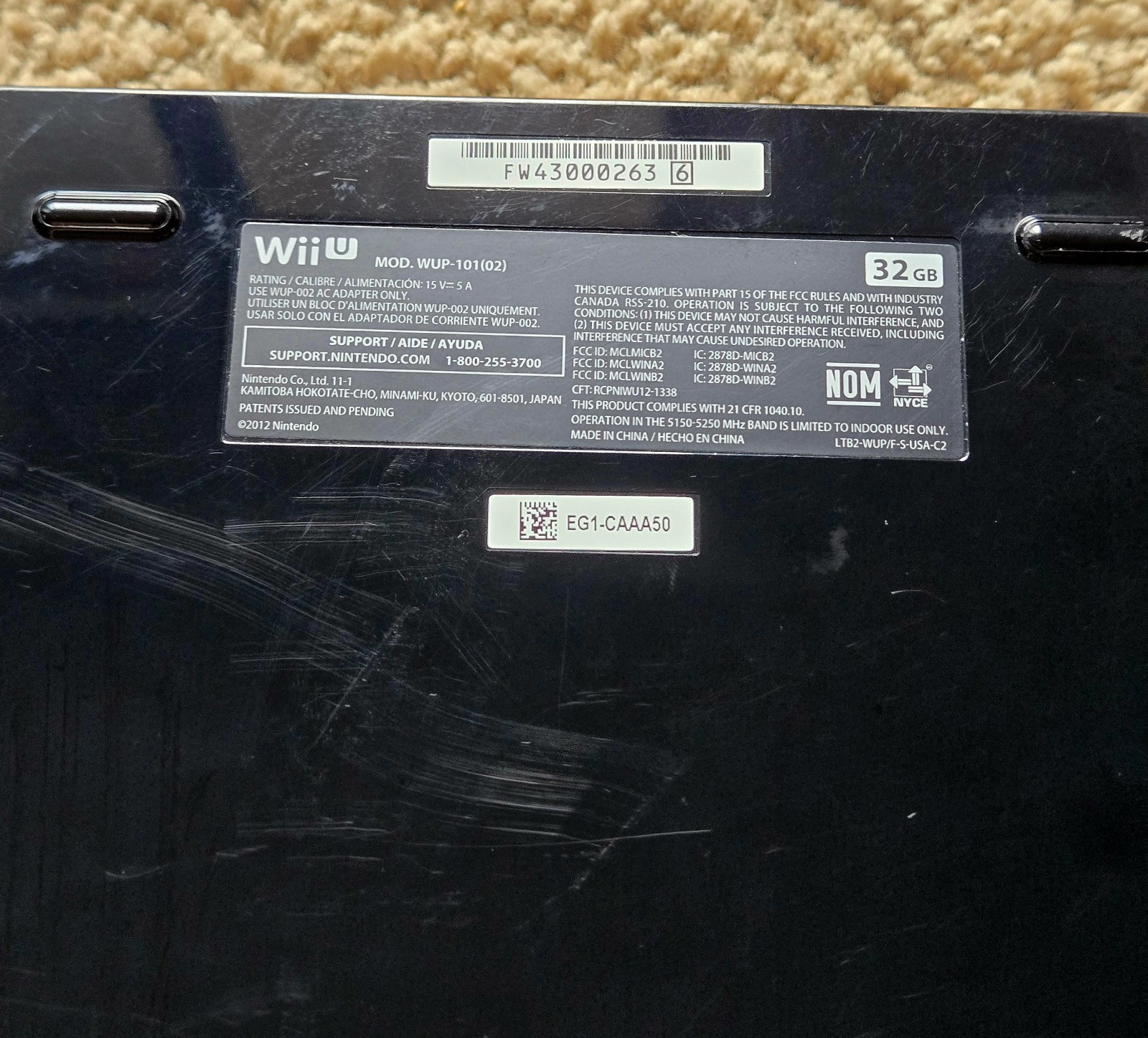 Nintendo Wii U Model WUP 101(02) 32GB With Gamepad No Power Adapter