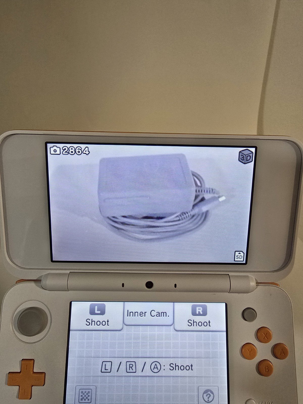 Nintendo 2DS XL Console – White/Orange + Game Cartridge