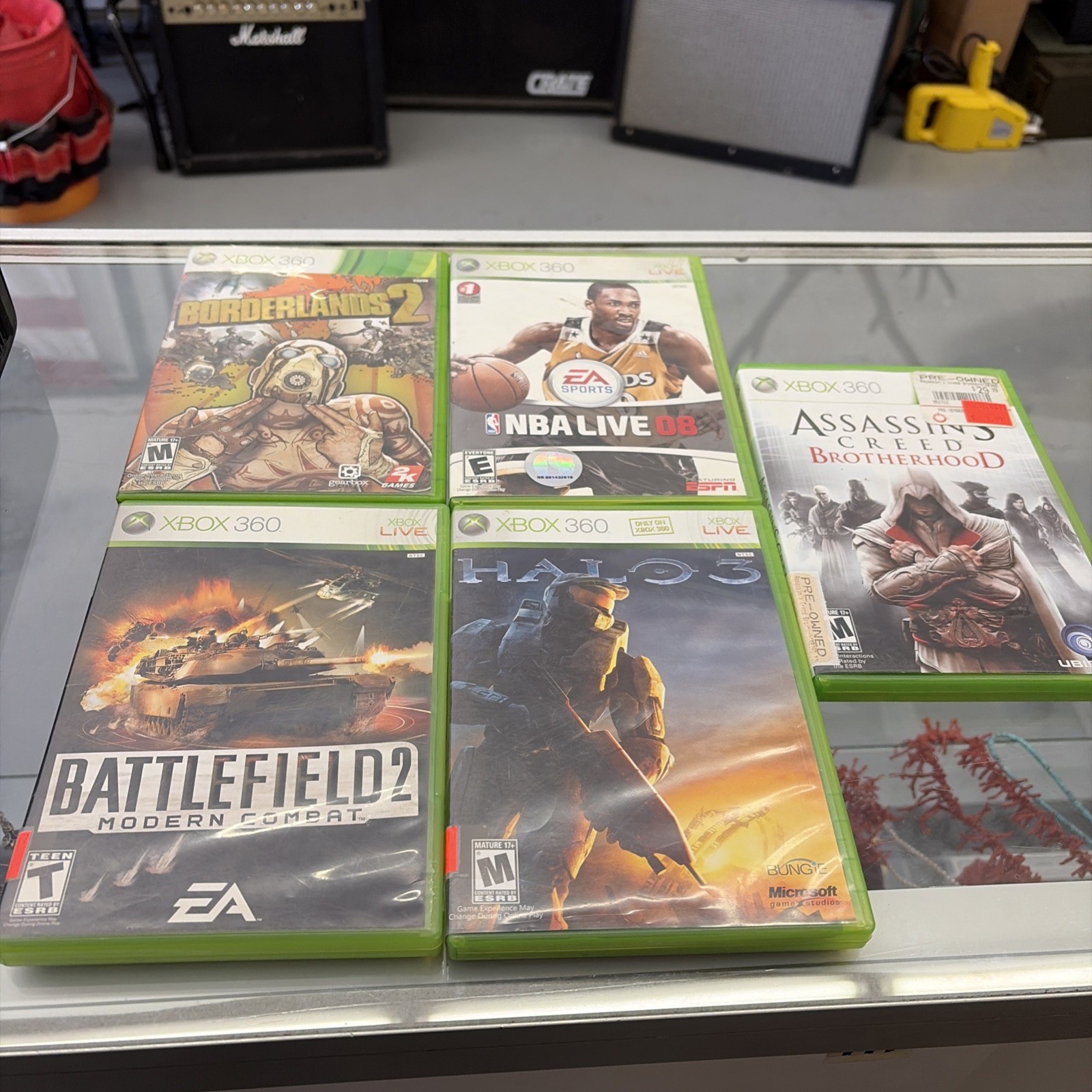 Xbox 360 S 250GB Model 1439 Black Console System Bundle 5 Games
