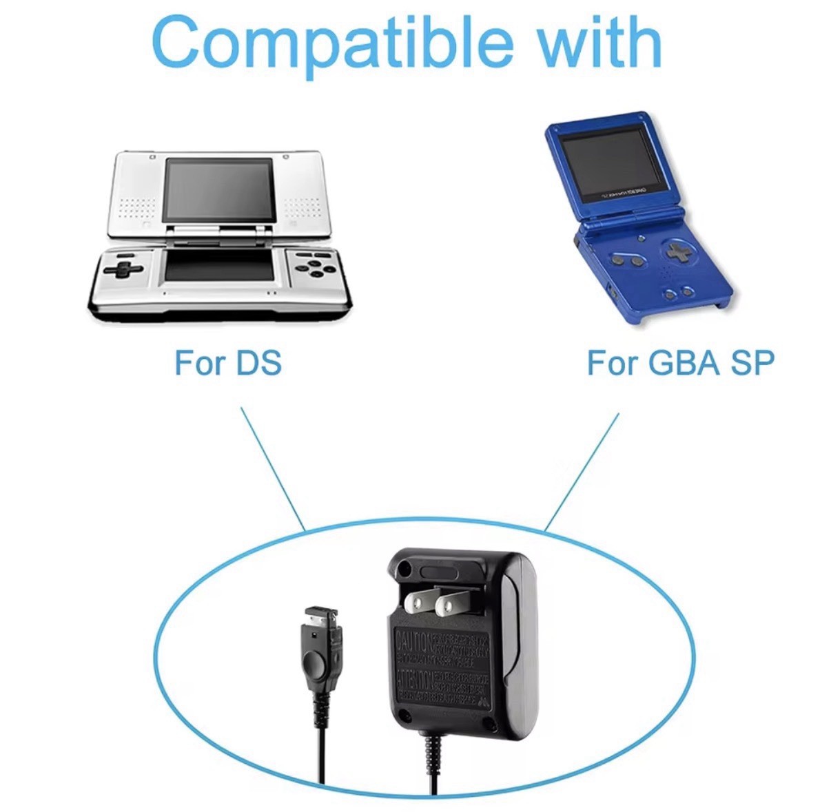 GBA Charger Gameboy Advance SP AC Adapter Nintendo DS Console USB Power Cable