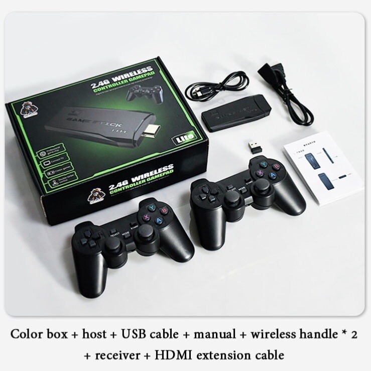 Built in 64GB 20000+Retro Games+2 Wireless Gamepad HDMI 4K TV Game Stick Console