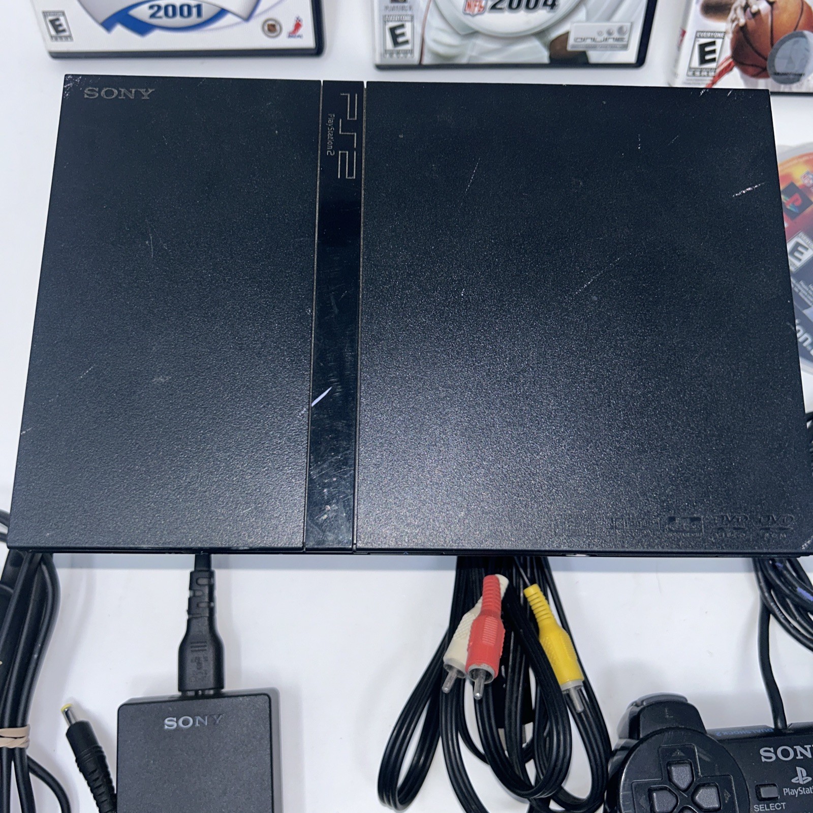 Sony PlayStation 2 Slim (SCPH 77001) PS2 Console w/ Memory Card Controller Games