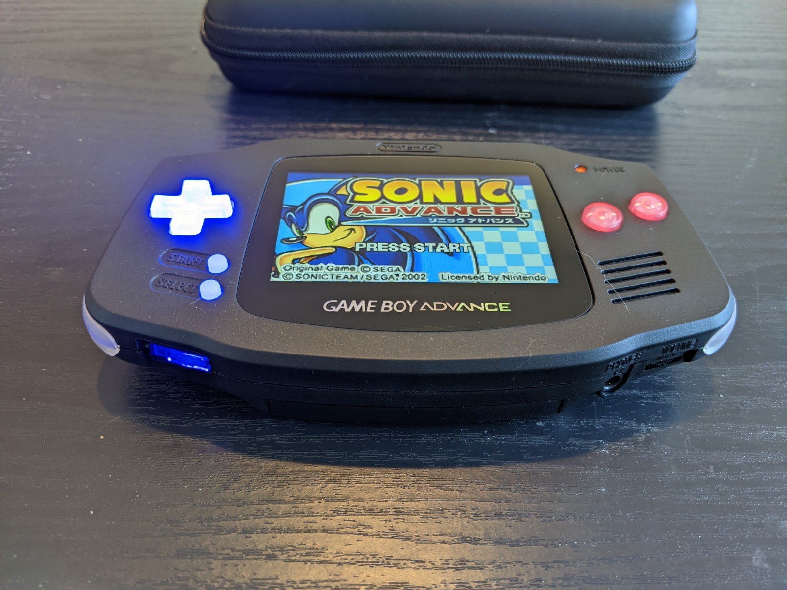 Nintendo Game Boy Advance GBA Black Backlit V5 IPS LCD Blue Red LED Buttons