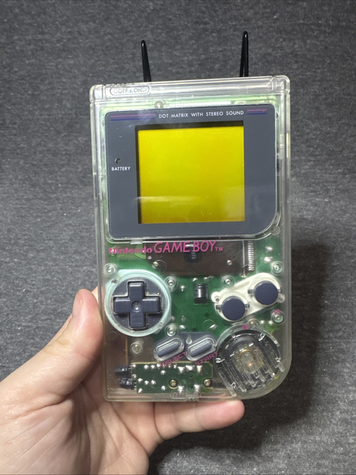 Nintendo Gameboy Clear Transparent Play It Loud DMG-01 And Case 3