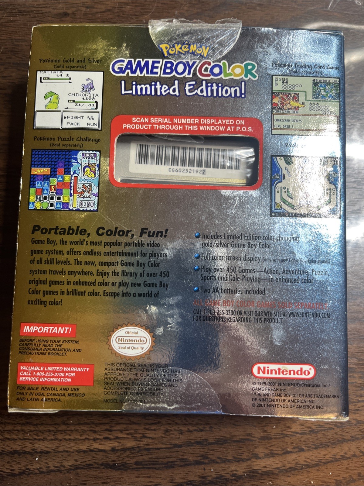 Unused Nintendo GameBoy Color Pikachu Edition Limited Edition GameBoy Color